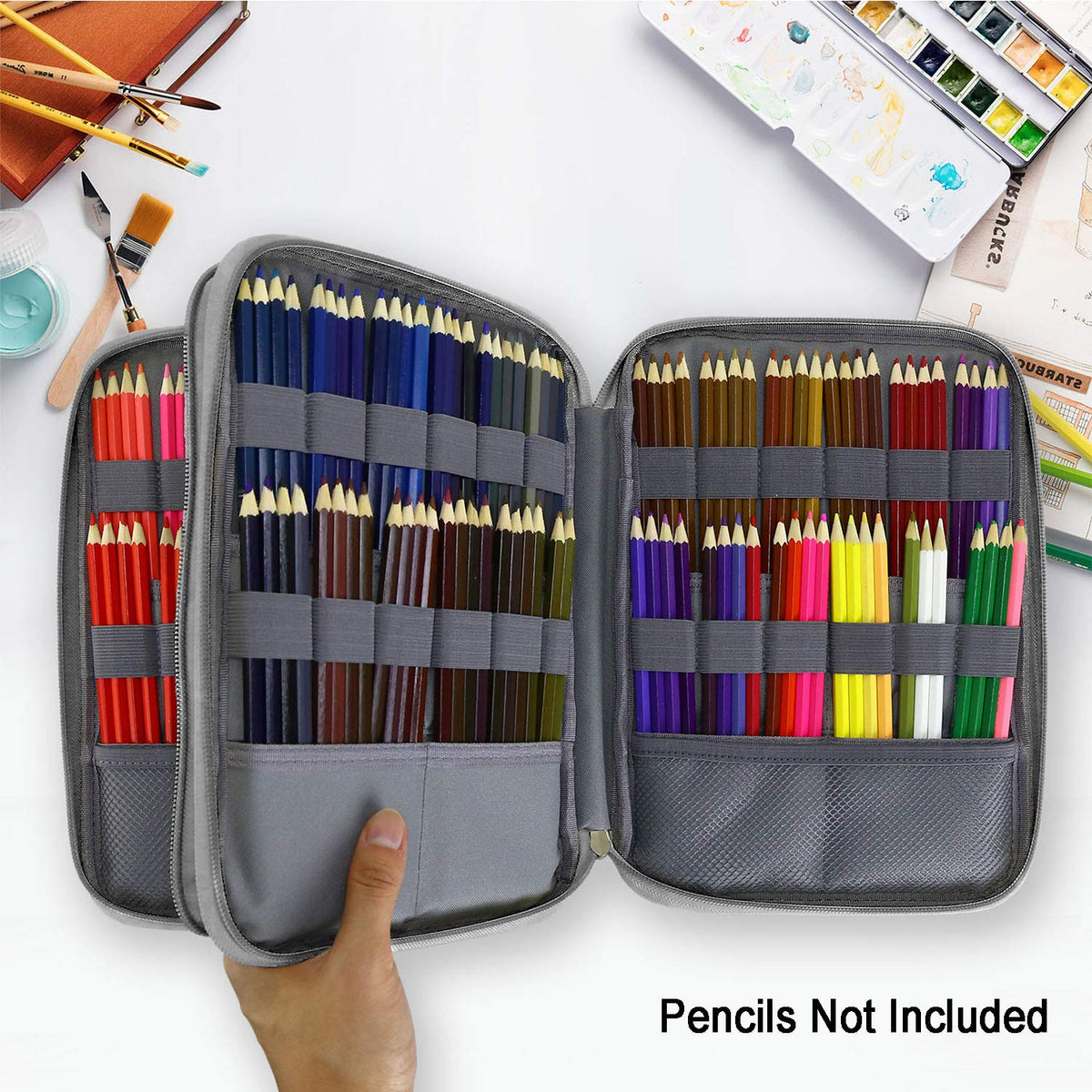 YOUSHARES 192 Slots Colored Pencil Case, Large Capacity Pencil Holder Pen Organizer Bag with Zipper
