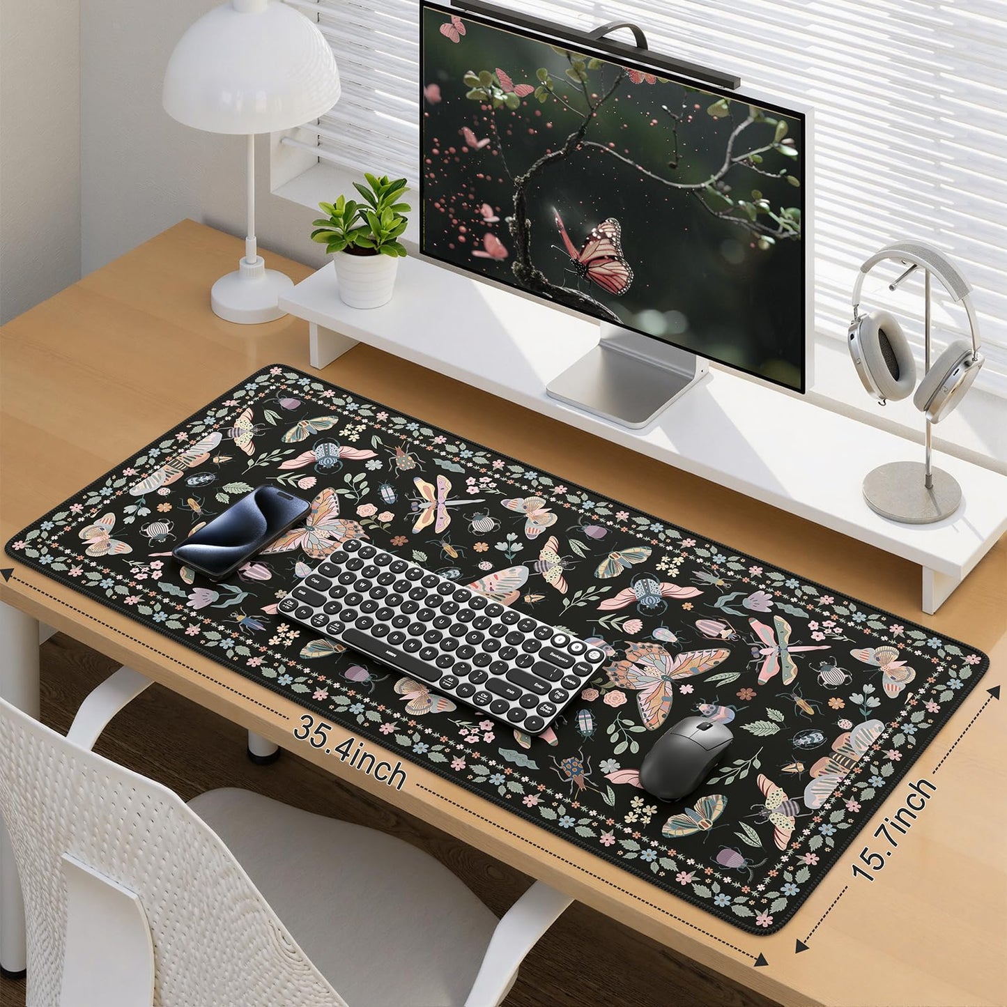 iCasso Black Large Mouse Pad, Desk Matt for Desktop, Insects