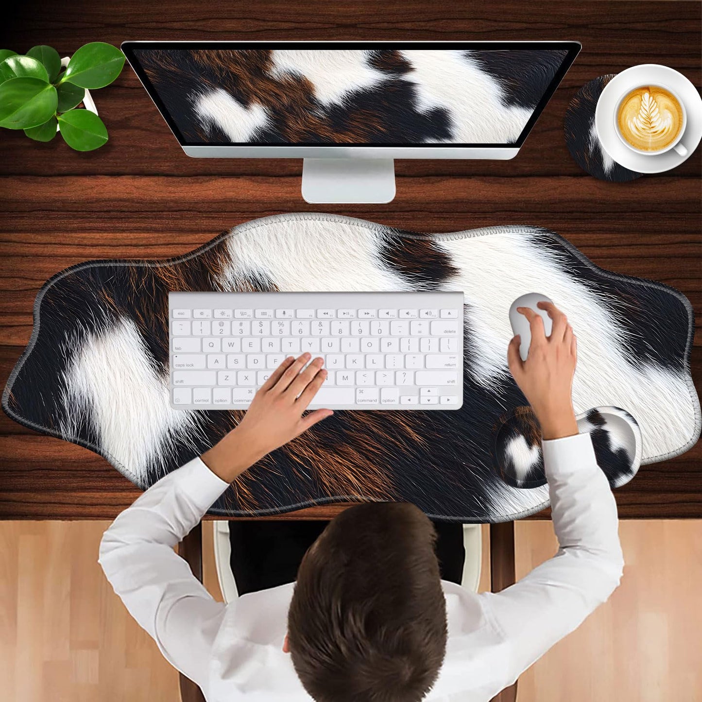 CICPLKSE Mouse Pad with Wrist Support + Desk Mat + Coaster 3 in 1 Set, XXL Large Gaming Mousepad