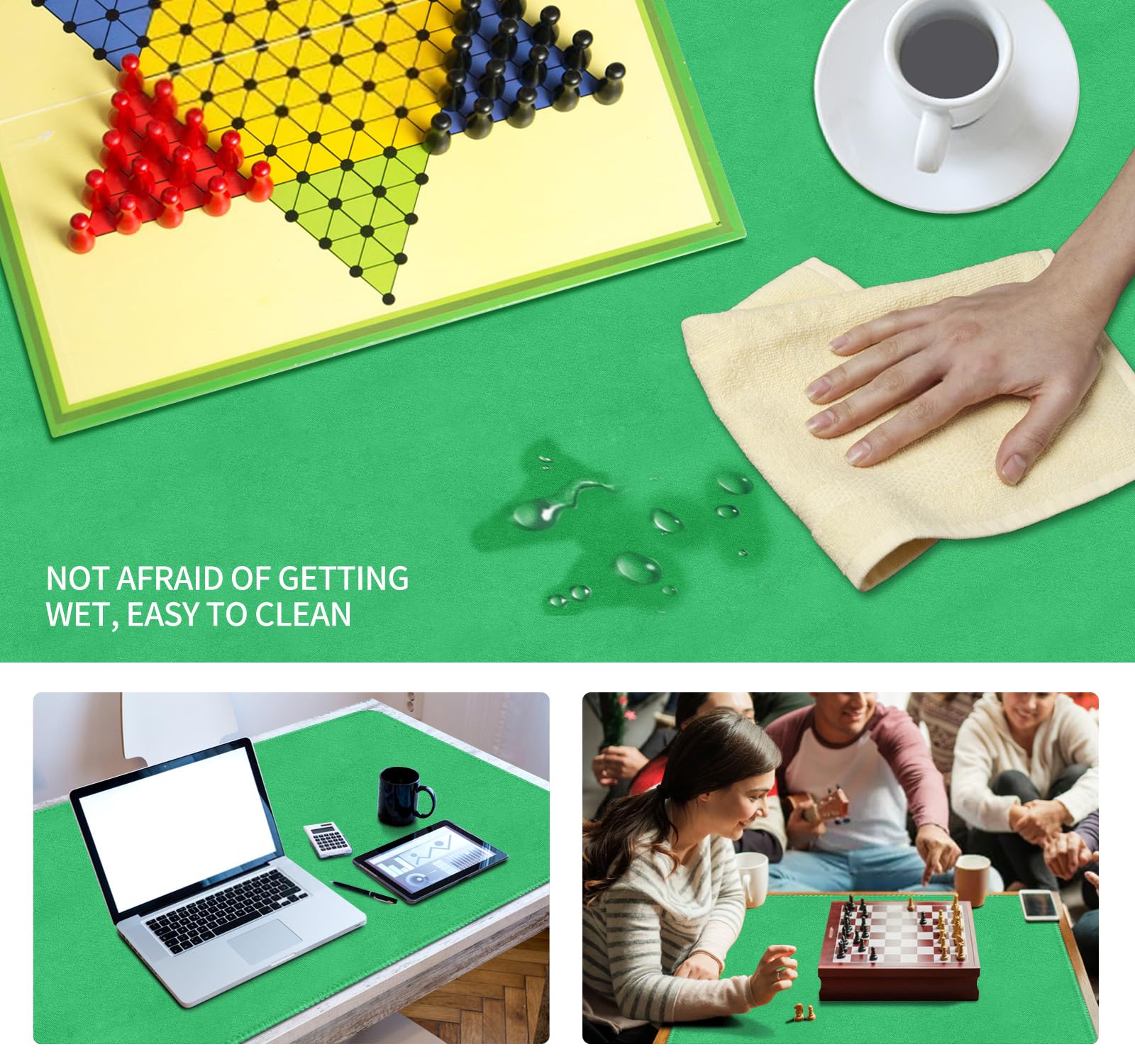 LERYG Large Tabletop Game Playmat, Water and Stain Resistant Non-Slip Desk Mat, Mahjong Mat, Card