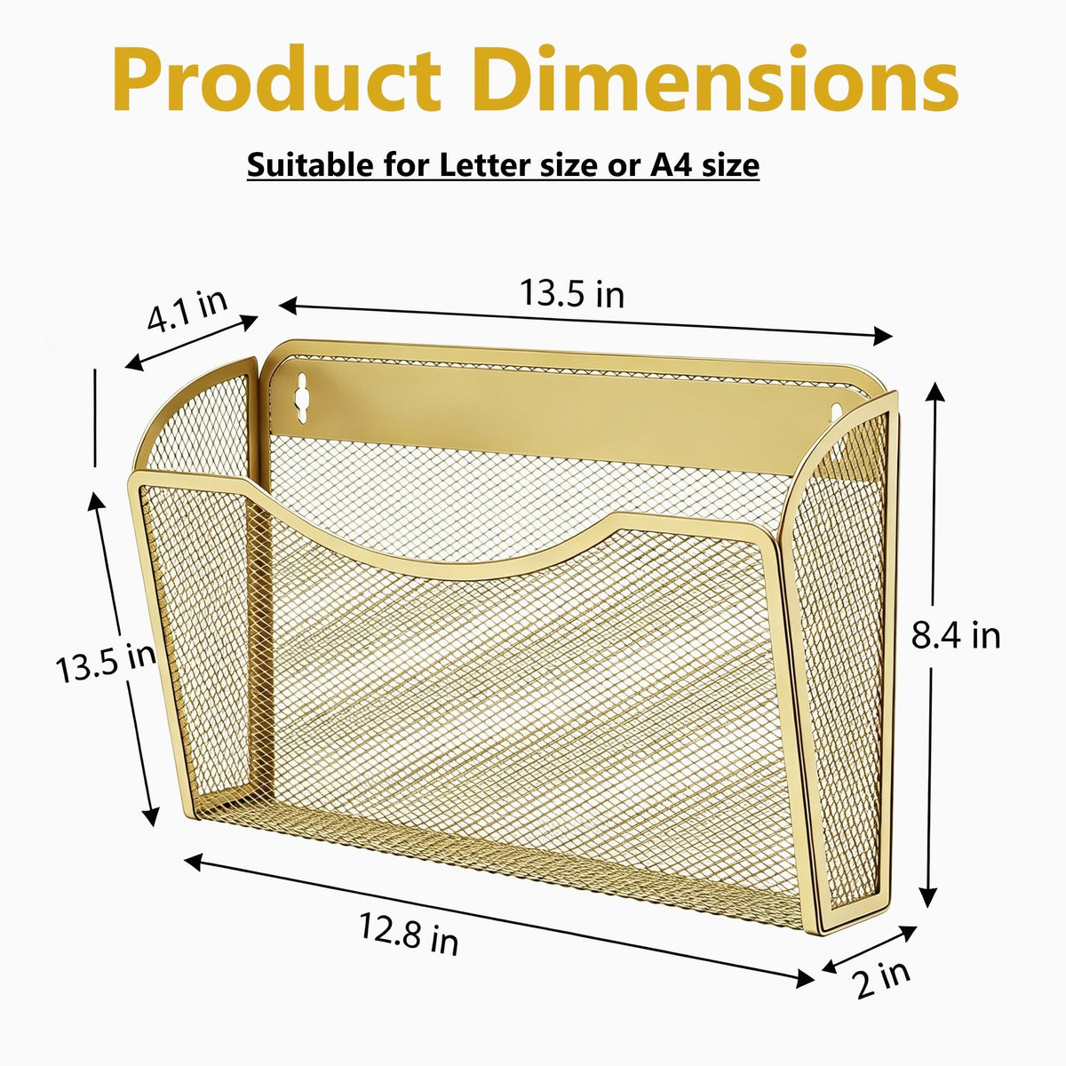 Gawerk Mesh Hanging Wall File Holders, Metal Vertical Wall Basket Mail Organizer for Office/Home
