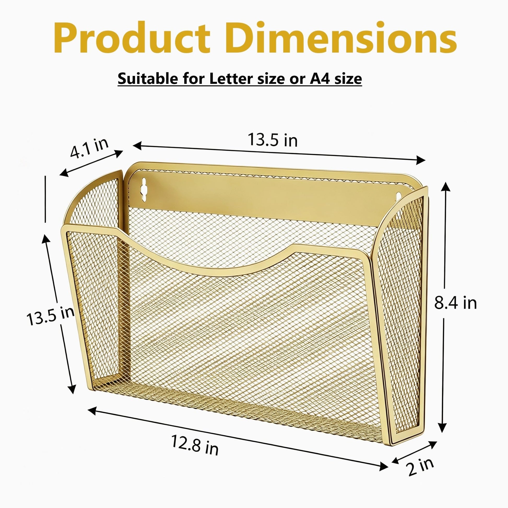 Gawerk Mesh Hanging Wall File Holders, Metal Vertical Wall Basket Mail Organizer for Office/Home