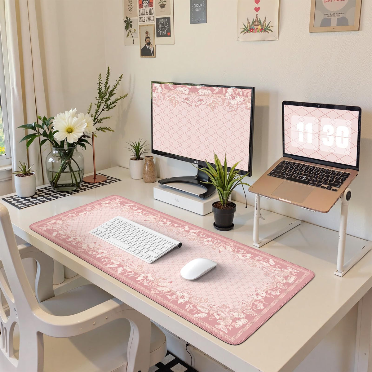 HAOCOO Pink Desk Pad, Cute Computer Mat for Aesthetic Home Accessory