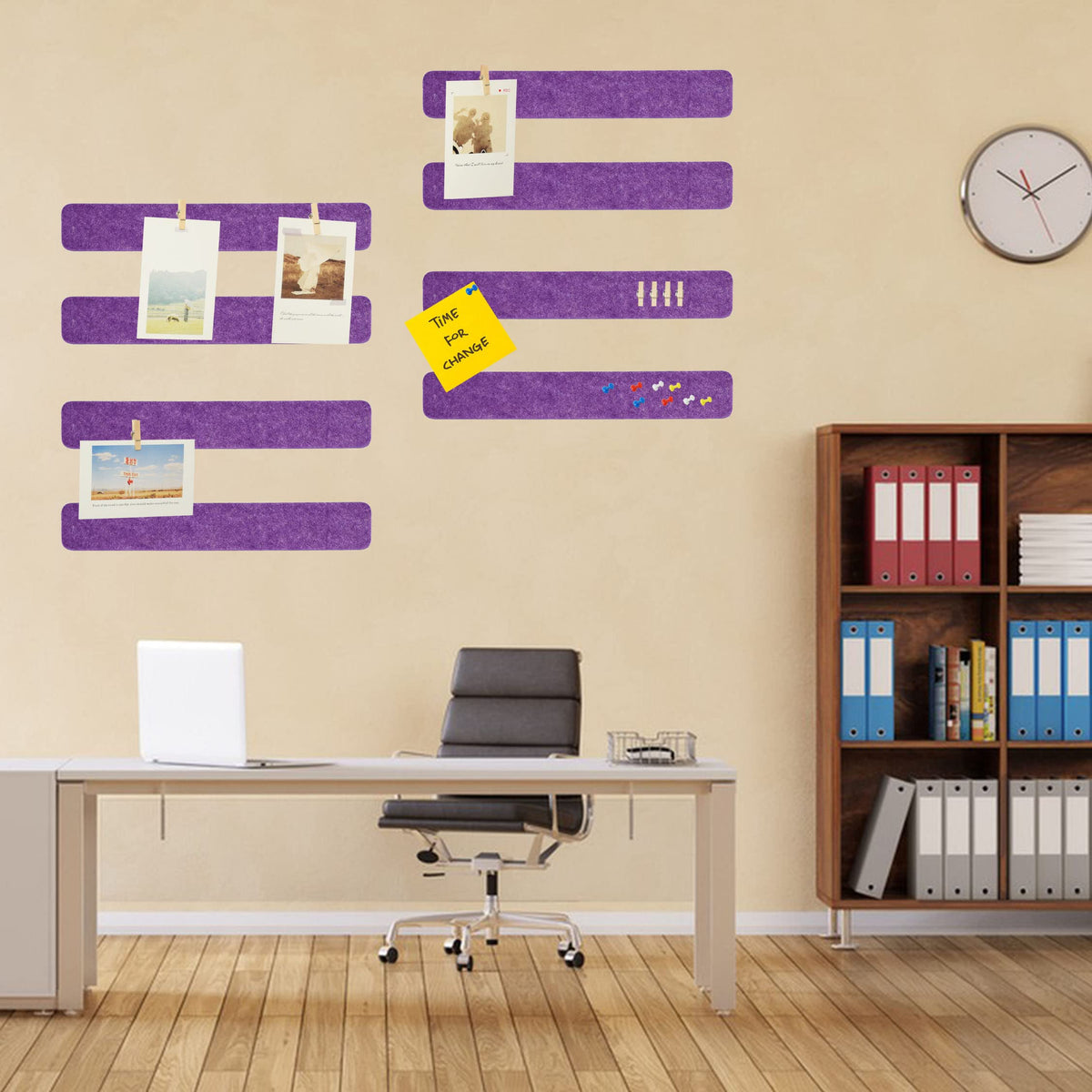 YOUDEFUL 8Pcs Bulletin Board Strips, Purple Felt Pin Board Bar Strips with 50 Pushpins