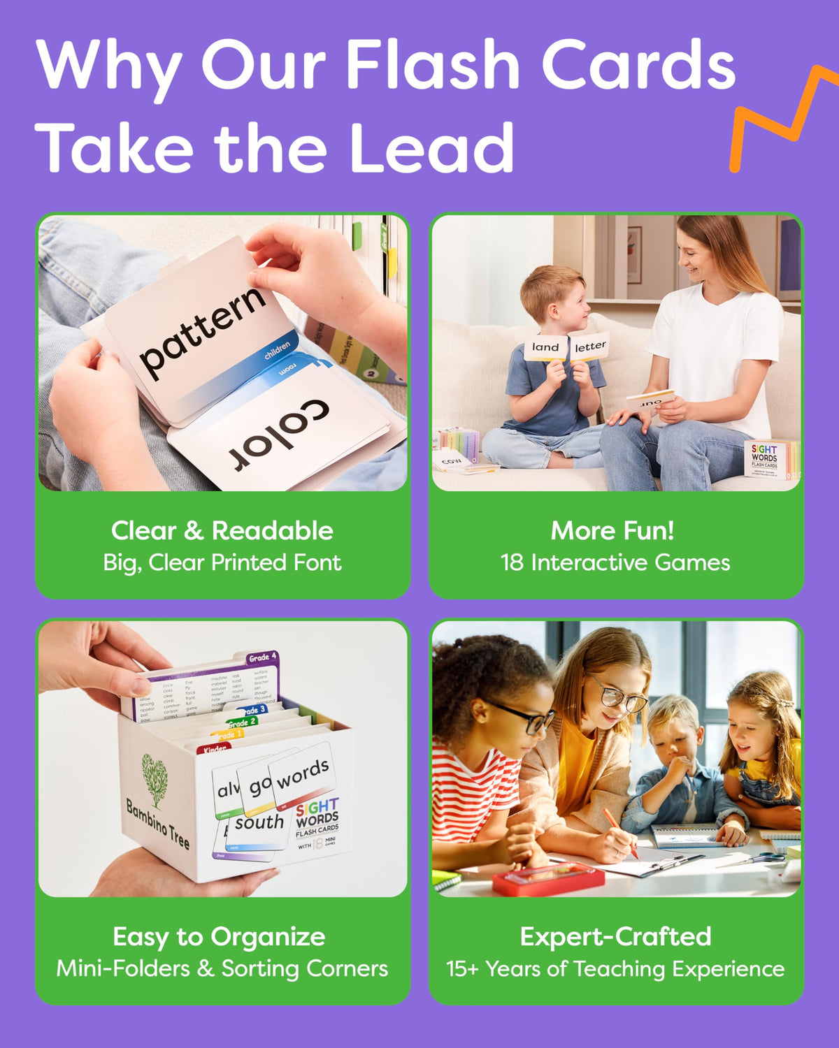 Sight Words Flash Cards Kindergarten to 4th Grade - 600 Words from Dolch's and Fry's Lists with 18
