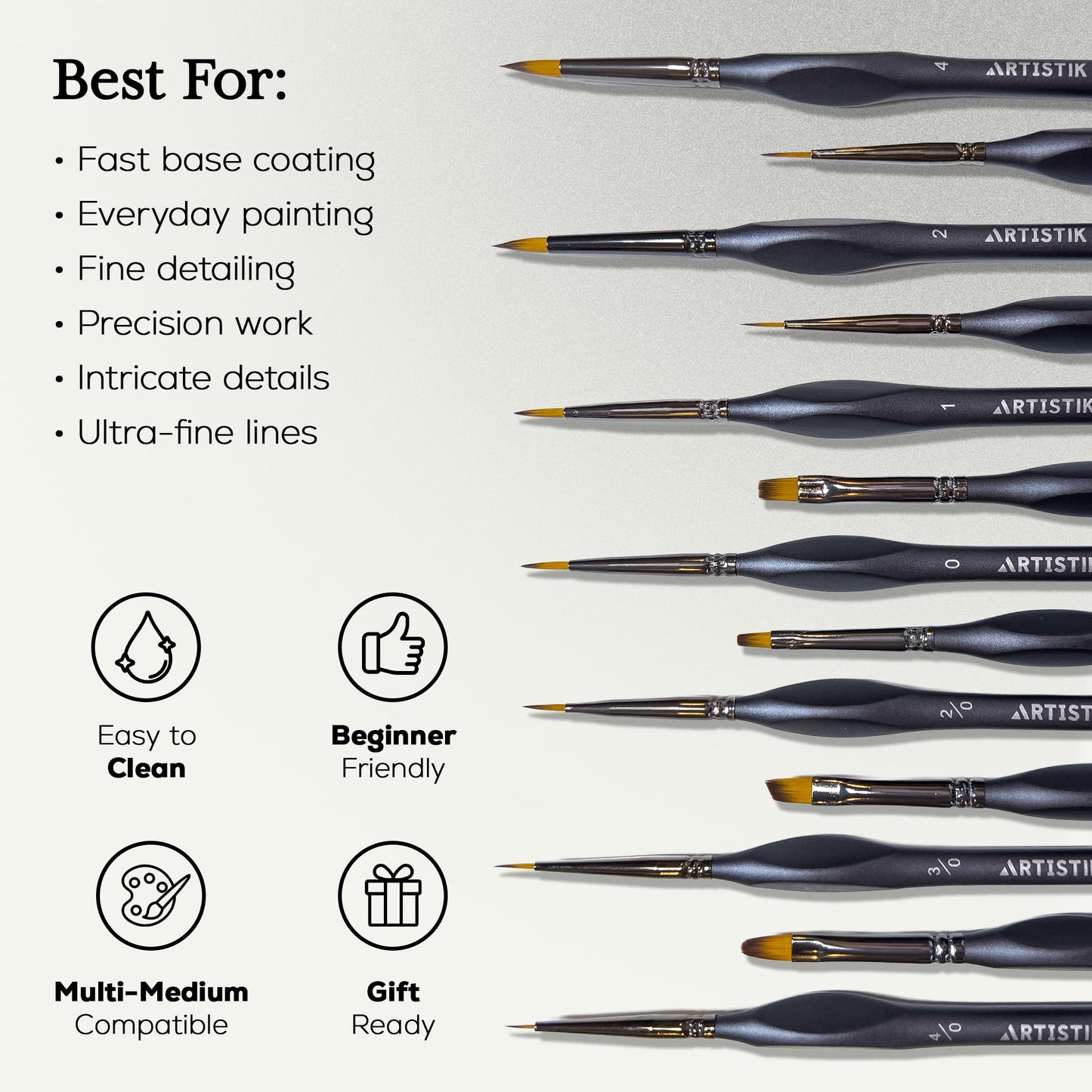 Miniature Paint Brushes Set of 13, Detail Brushes for Acrylic, Oil, Watercolor, Nail Art, Mixed