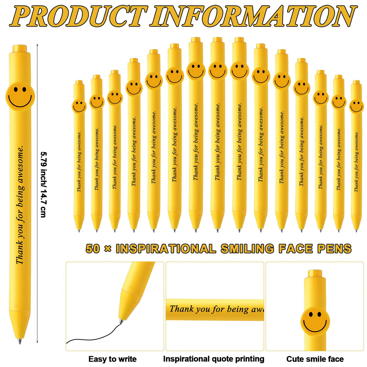 Fuutreo 50 Pcs Funny Pens Employee Appreciation Gifts, Thank You
