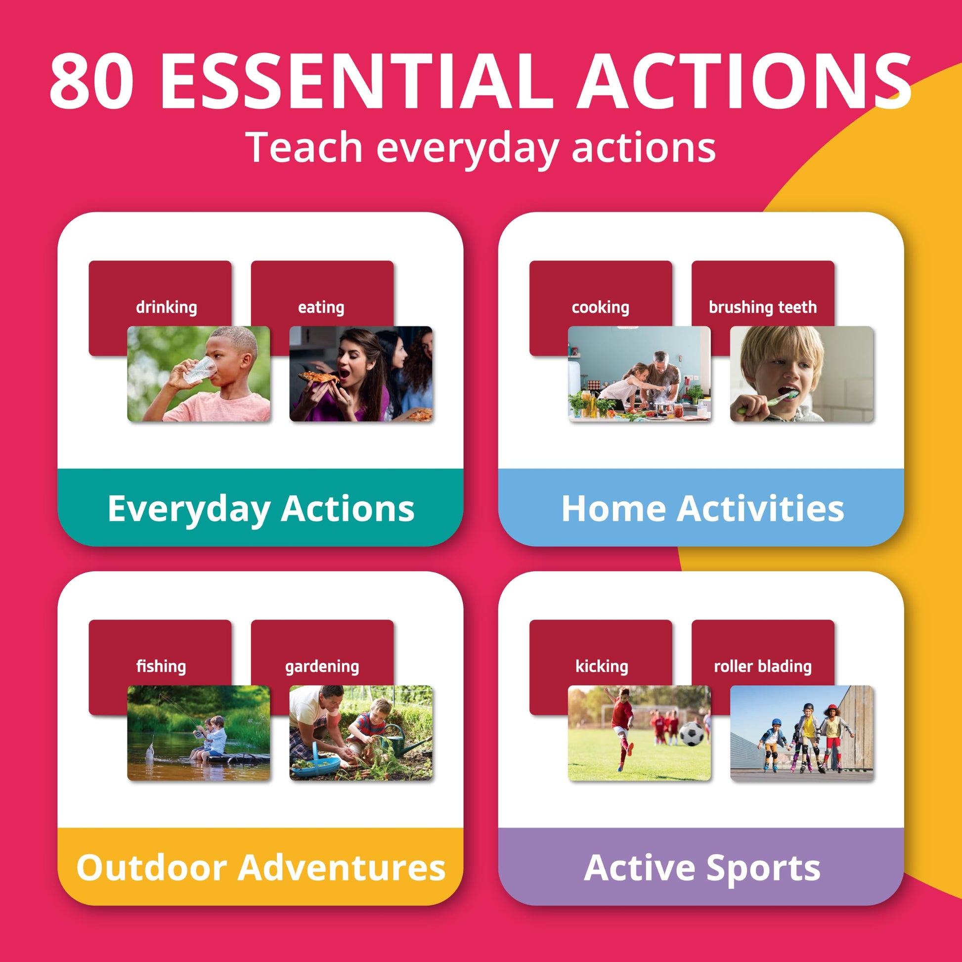 Picture My Picture Verbs ABA Therapy Cards Bundle, 80 Real Photos, Age 3+