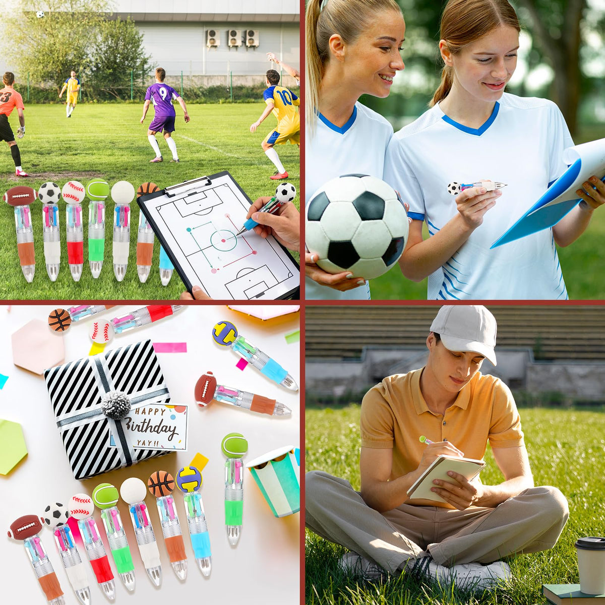 BESARME 48 Packs Sports Multicolor Pen in One, Fun Pens for Kids