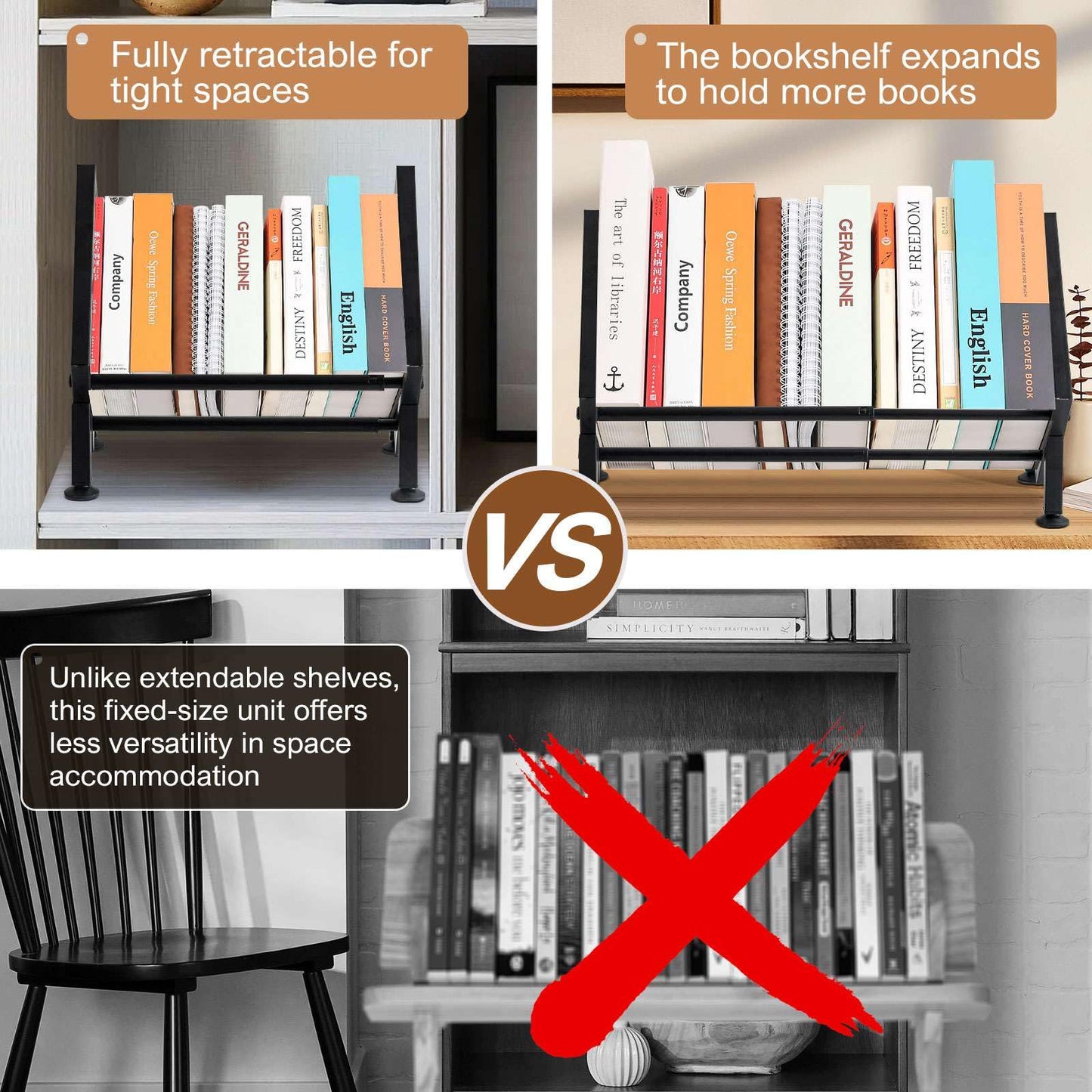 Adjustable Desktop Bookshelf for Desk Book Organizer, Tilting Tabletop Bookshelf in Office
