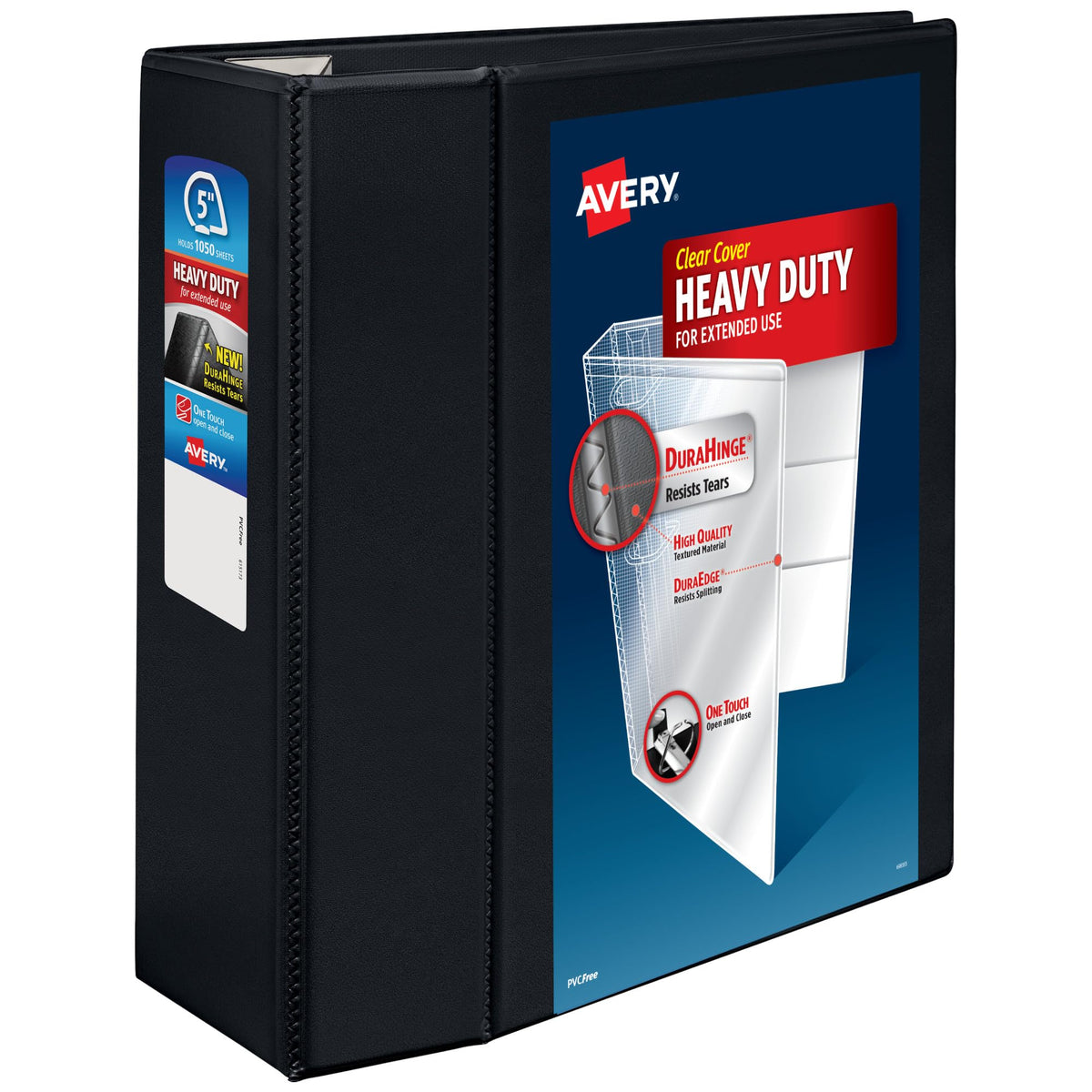 Avery Heavy-Duty 3 Ring Binder, 5" EZD Rings, 1 Black Binder