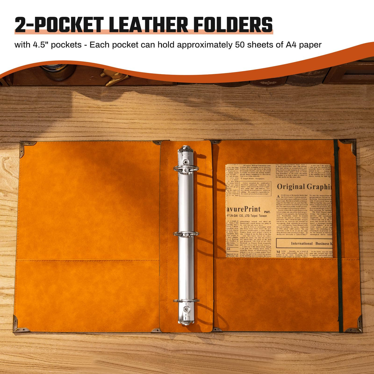 Ovesmusl PU Leather 3 Ring Binder 1.5 Inch Fits 8.5"x11" Letter Size Paper