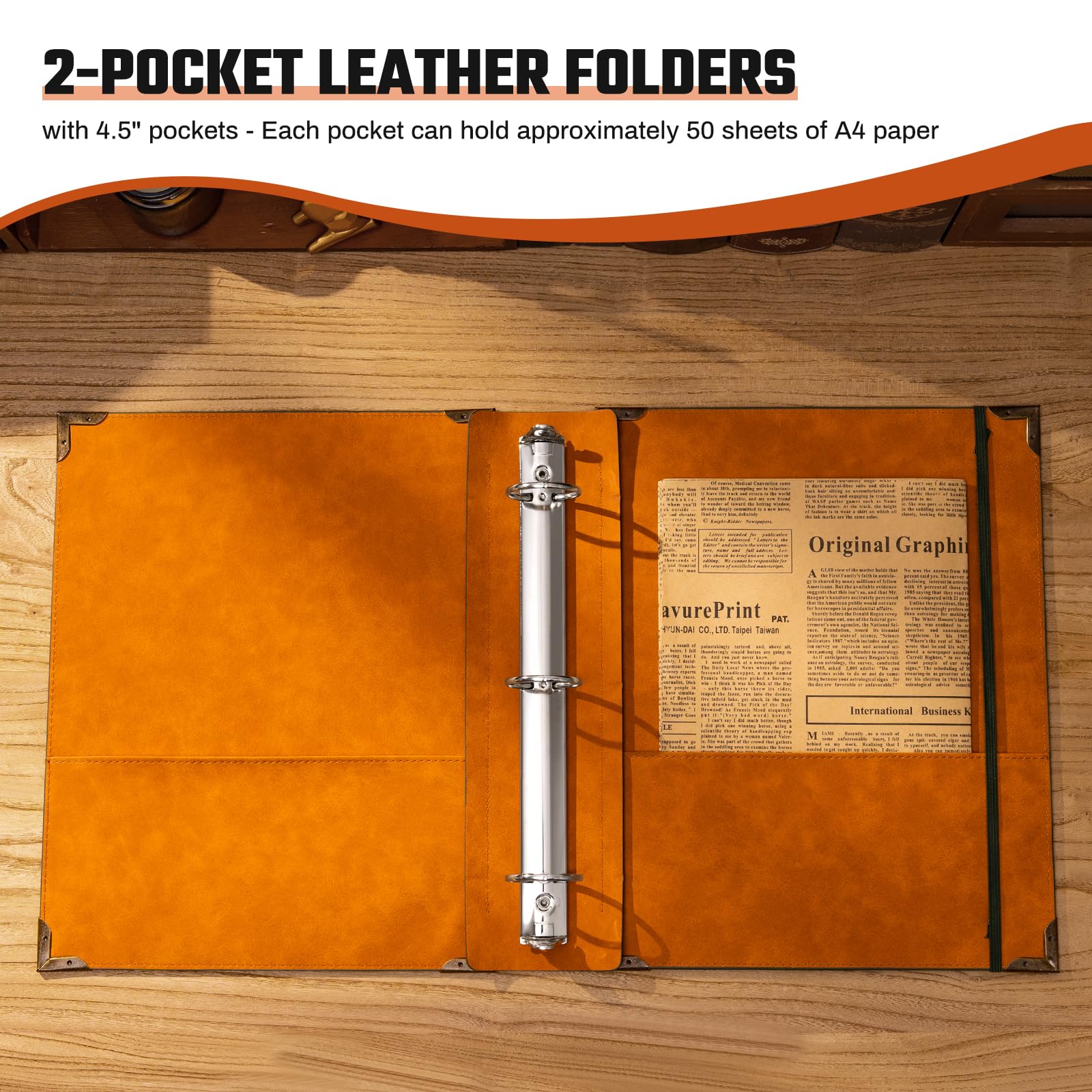 Ovesmusl PU Leather 3 Ring Binder 1.5 Inch Fits 8.5"x11" Letter Size Paper