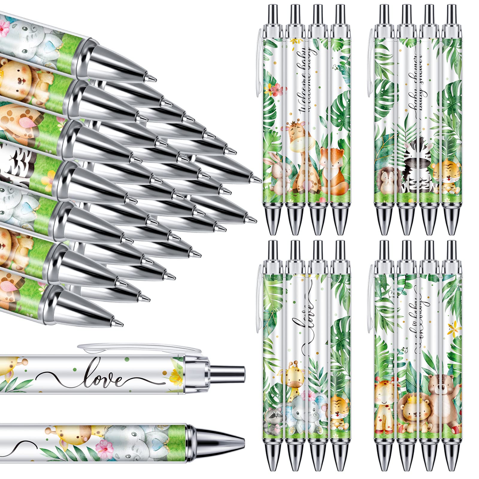 Chuangdi 48 Pcs Baby Shower Pens, Bulk Party Favors for Guests, Retractable Ballpoint Pens Black