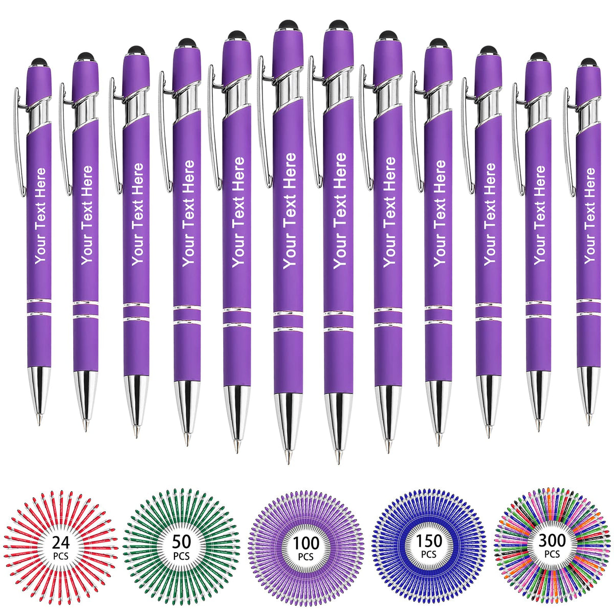 Hapelf Up to 500 Bulk Personalized Pens Custom Engraved Ballpoint Pen with Stylus Tip Retractable