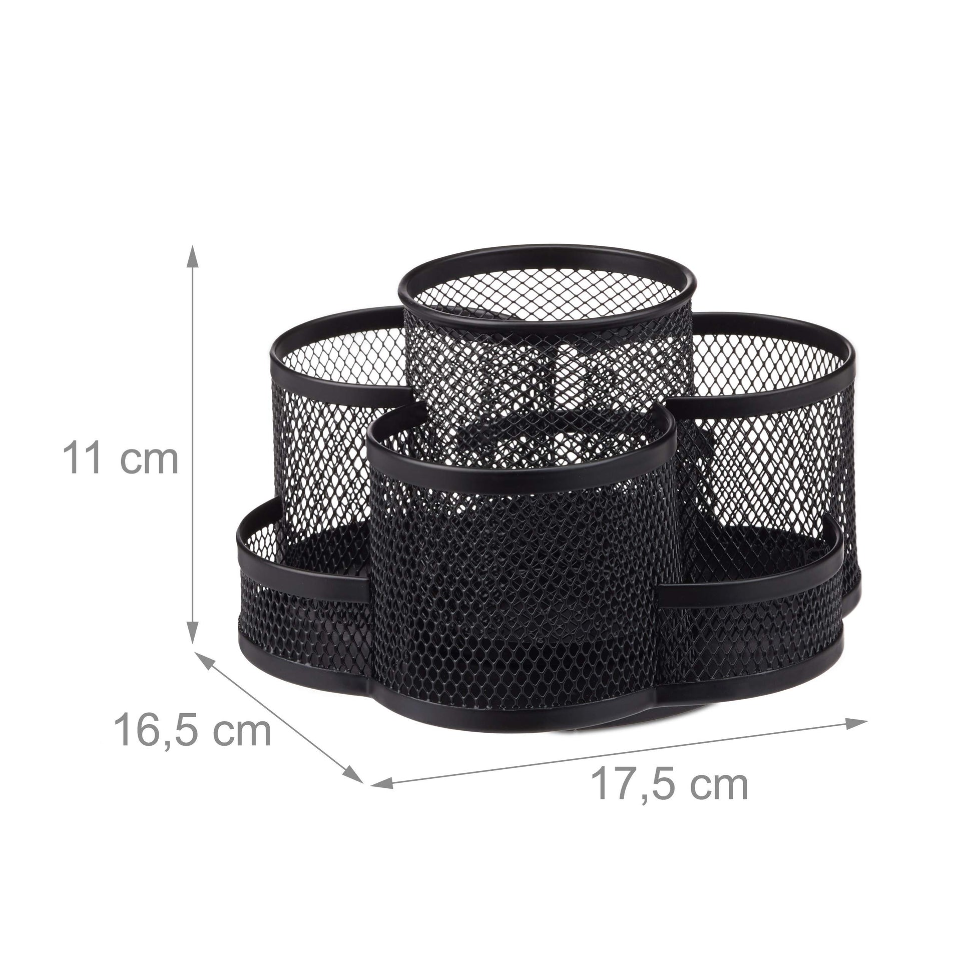 Relaxdays Pencil Holder, Metal Mesh, 7 Compartments, Rotatable, Round Desk Organizer, 11 x 17.5 x