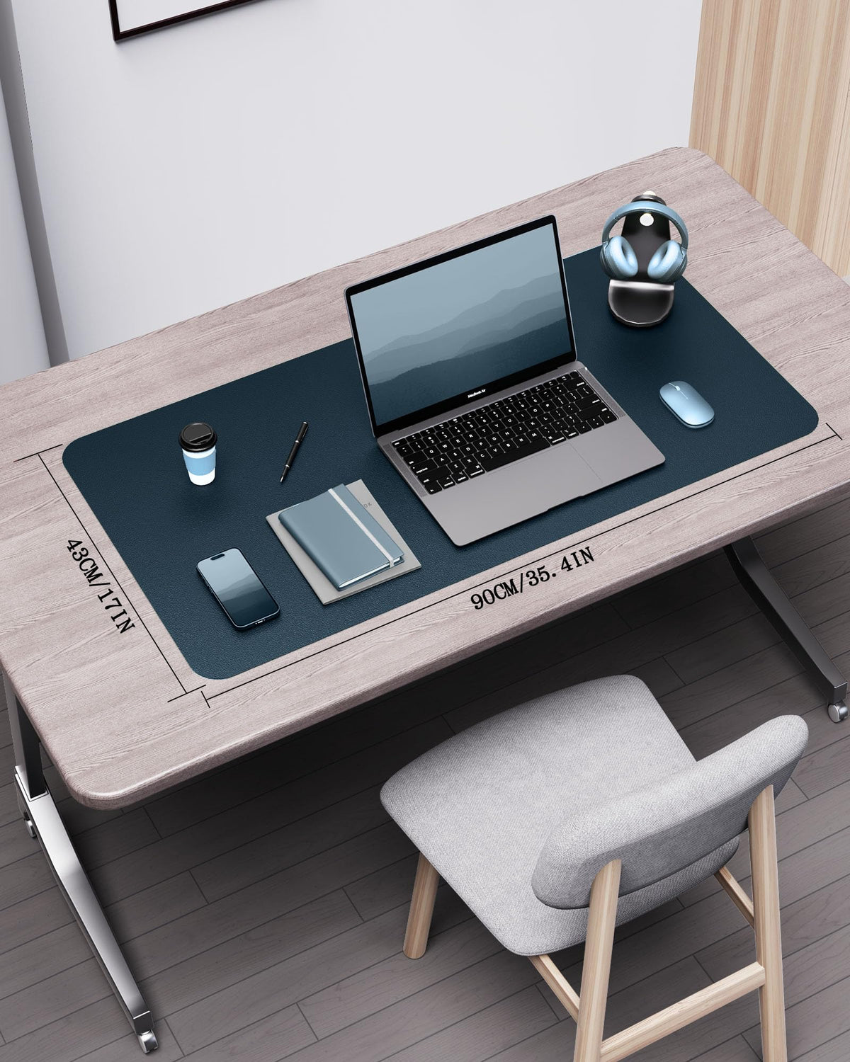 YSAGi Double-Sided Desk Pad, 35.4"x17"Leather Desk Mat, Eco Cork Desk Pad Protector,Large Mouse
