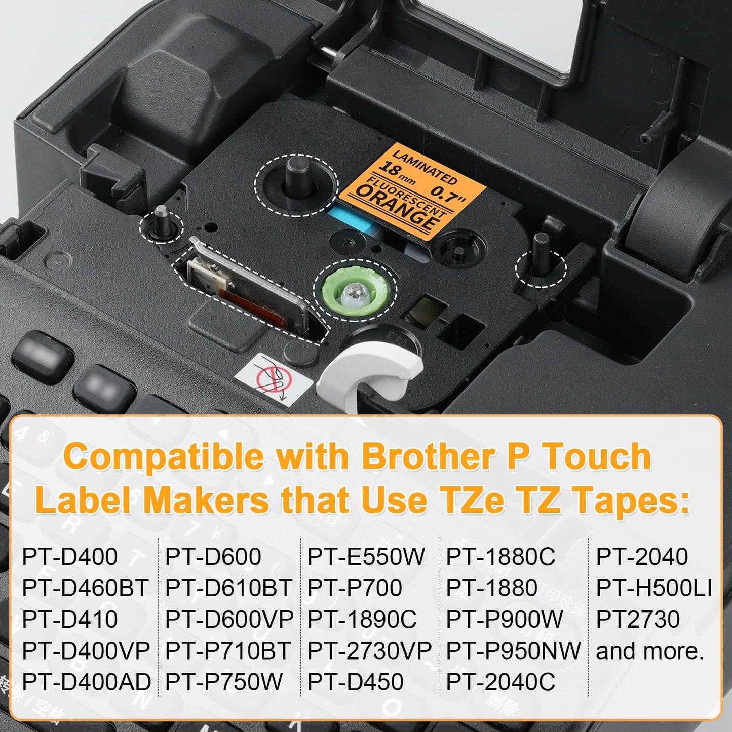 Replacement for Brother P Touch Label Maker Tape TZe TZ Tape 18mm 0.7 Inch
