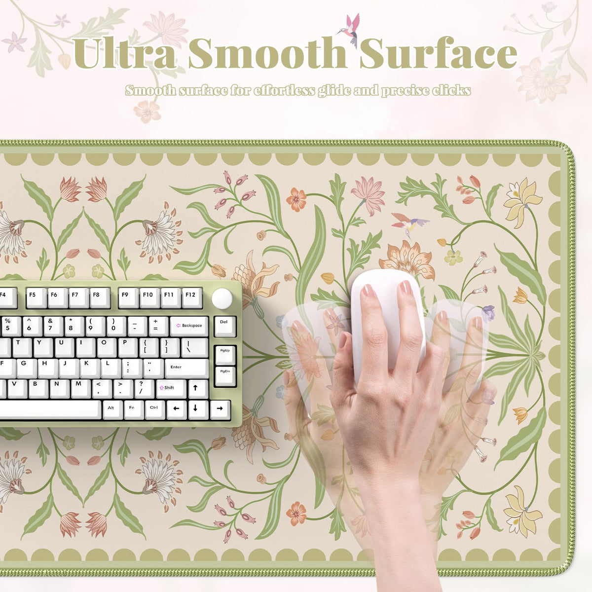 iLeadon Green Floral Desk Mat, Large Mouse Pad for Keyboard and Mouse