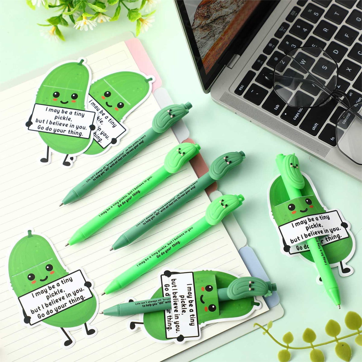 MotiMind 40 Sets Pickle Pen for Coworkers Bulk Back to School Gifts Funny Emotional Bulk Pickle