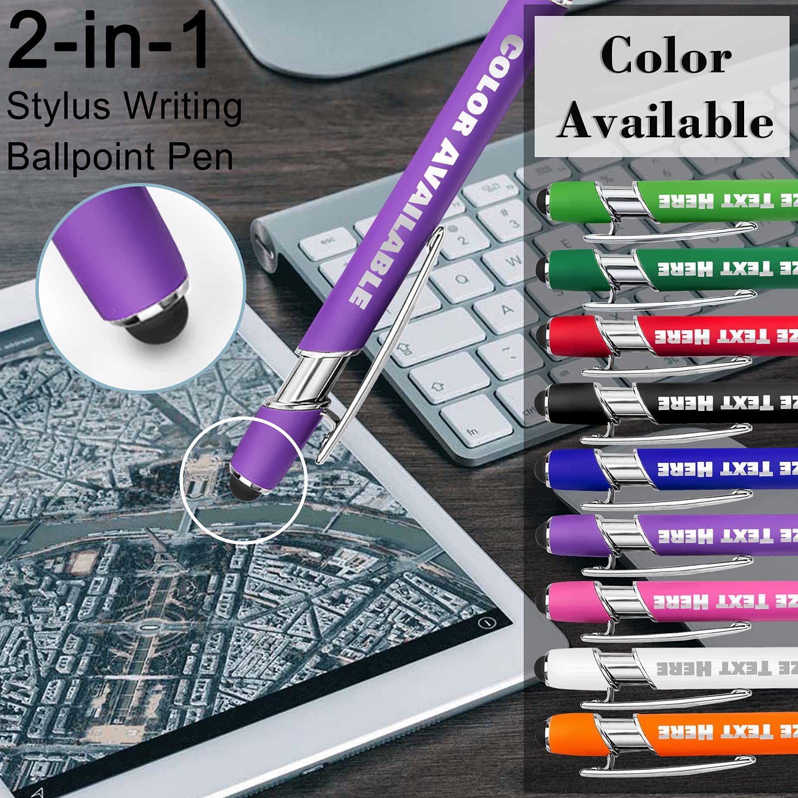 Up to 500 Personalized Pens Bulk Custom Ballpoint Pens with Business Name Message Logo, Customized