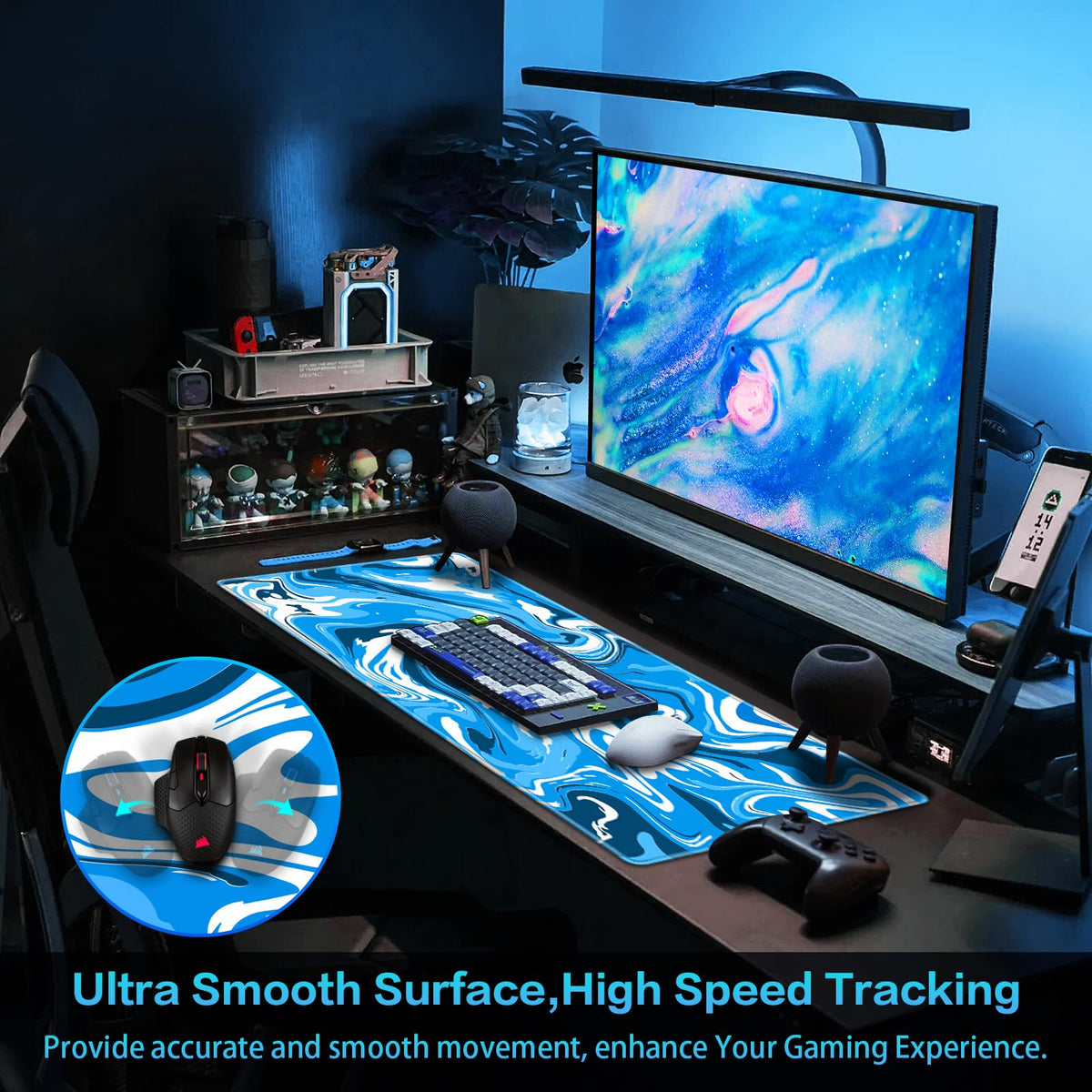 Canjoy ﻿Gaming Mouse Pad, 35.4x15.7inch Fluid Large Mouse Pads for Desk