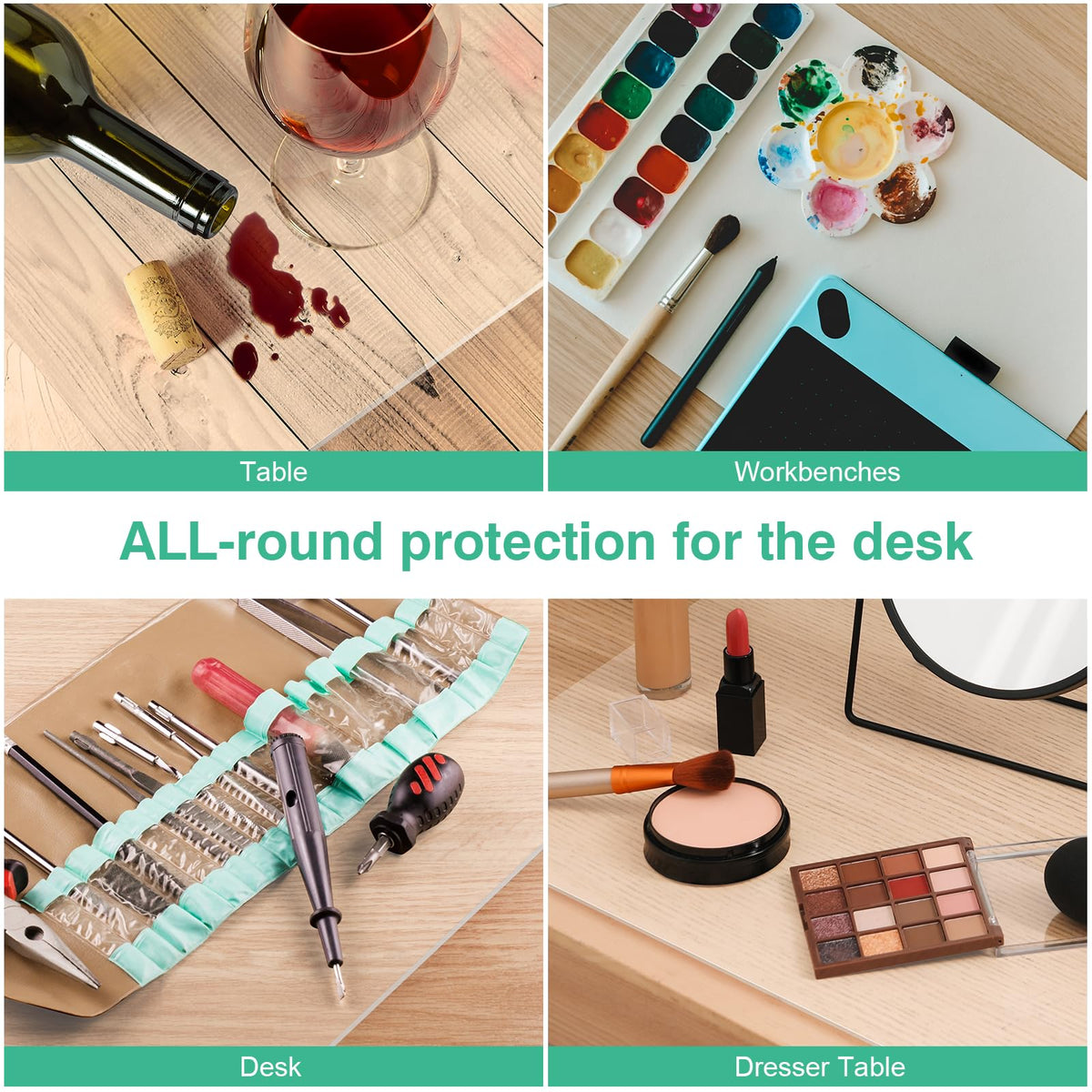 NATRKE Clear Desk Mat Pad, 47.2"x23.6" Extra Large Transparent Computer Desk Mat Plastic Desktop