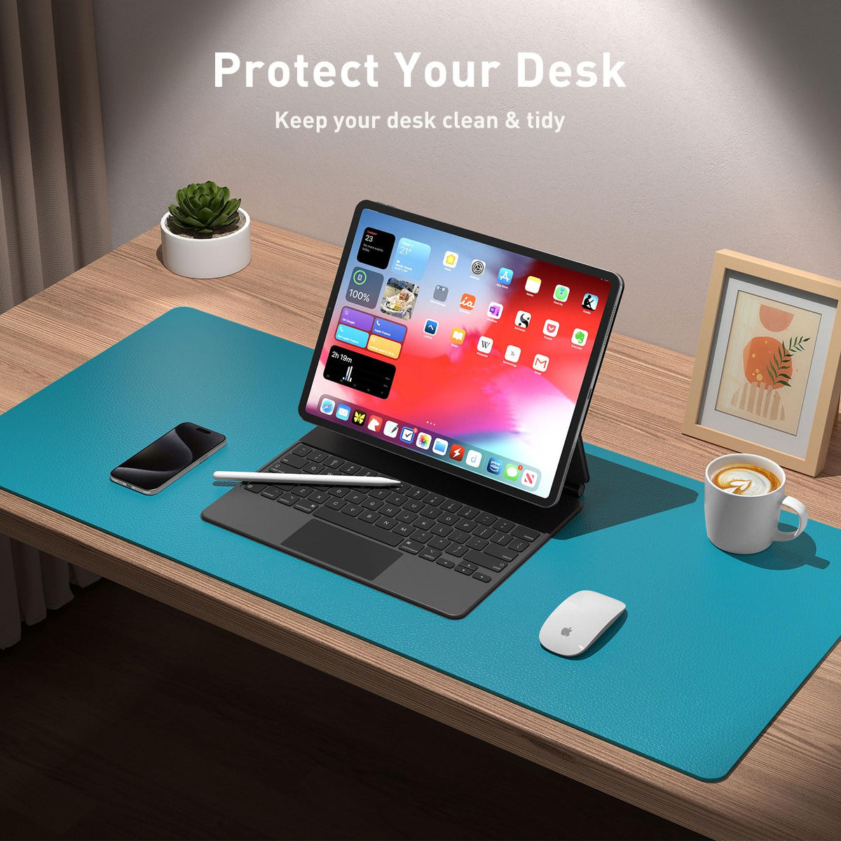 Aothia Leather Desk Pad Protector, Mouse Pad, Office Desk Mat, Non-Slip PU Leather Desk Blotter