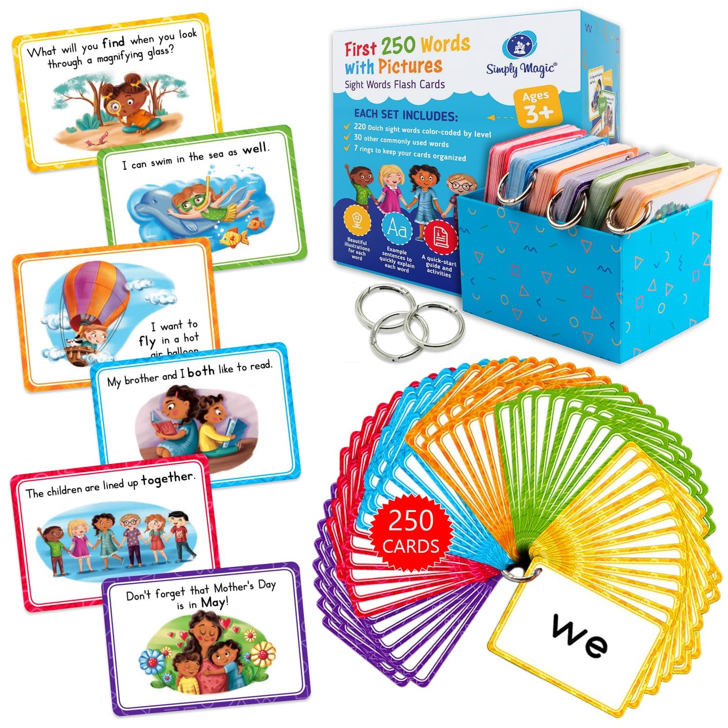 250 Dolch Sight Words Flash Cards for Kindergarten & Pre-K – Simply Magic