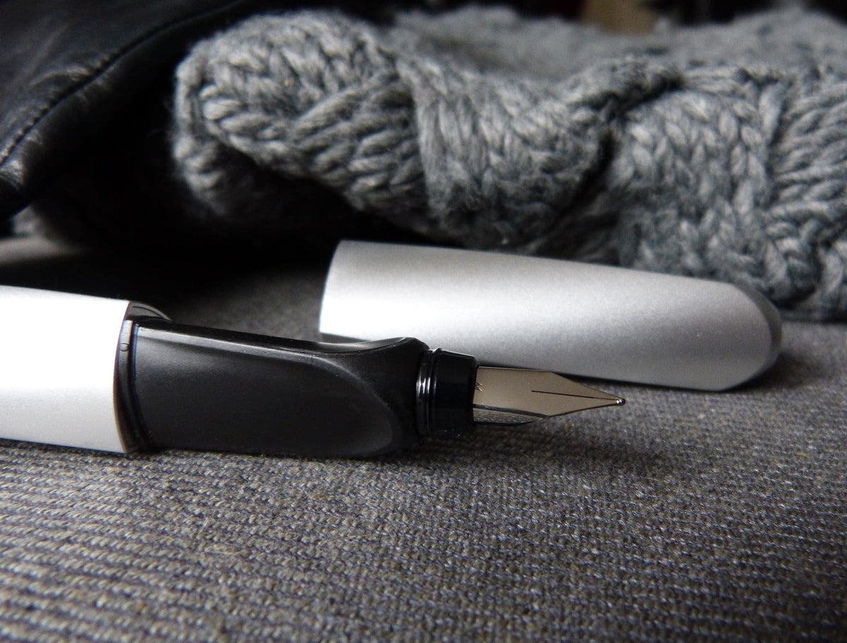 Pelikan 947366 Fountain Pen Twist, Universal for Right and Left Handers, Feathers Medium, Silver