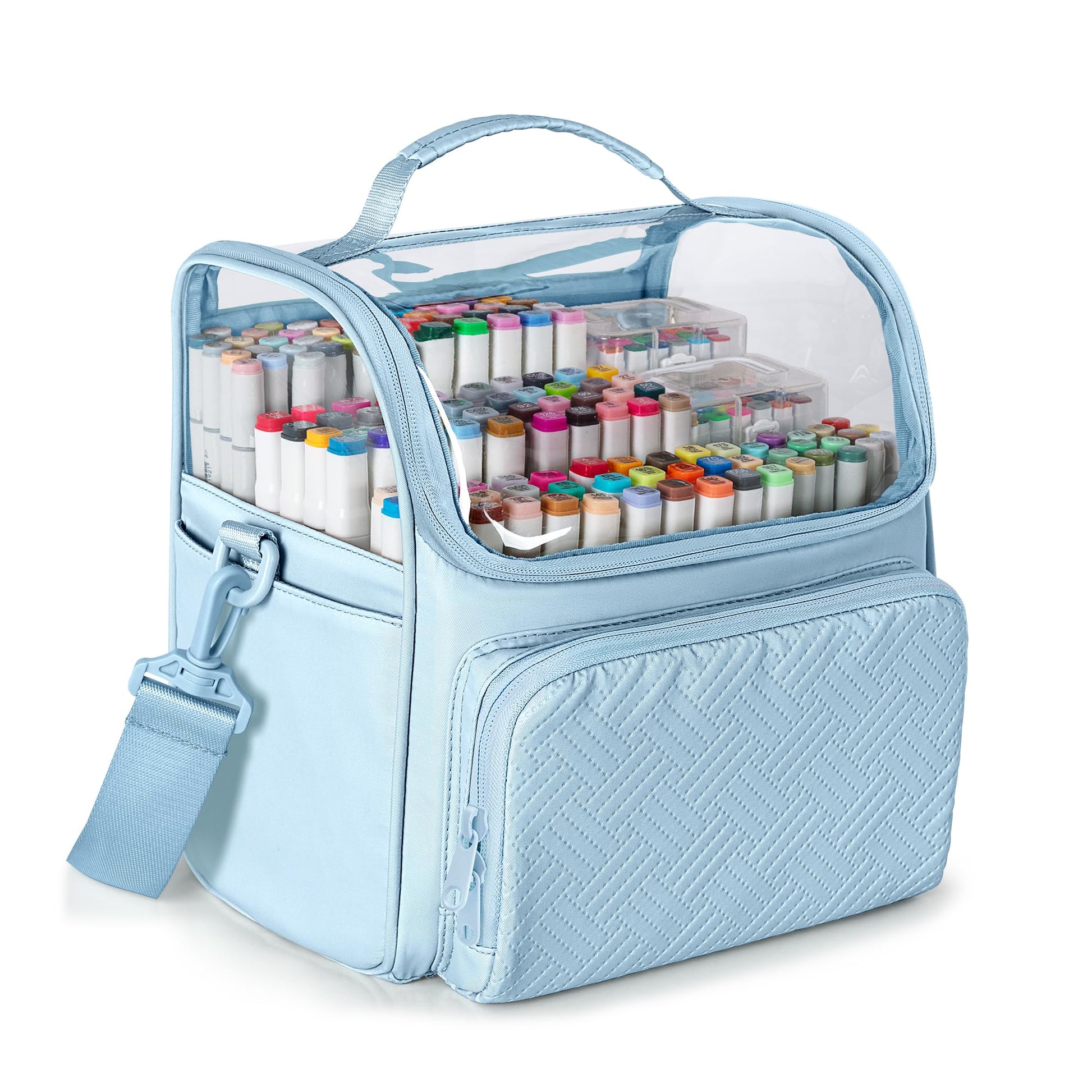 Rexmica Large Marker Organizer Case Storage Bag for 180 Marker Pens, Blue