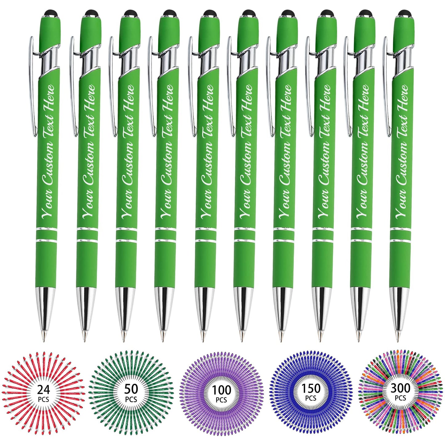 Hapelf Up to 500 Bulk Personalized Pens Custom Engraved Ballpoint Pen with Stylus Tip Retractable