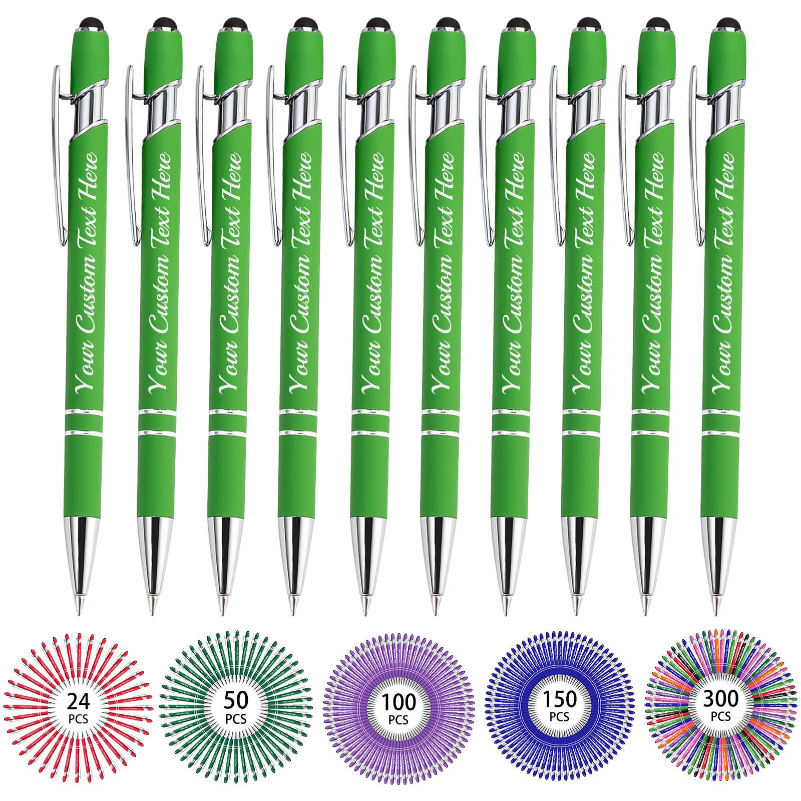 Hapelf Up to 500 Bulk Personalized Pens Custom Engraved Ballpoint Pen with Stylus Tip Retractable