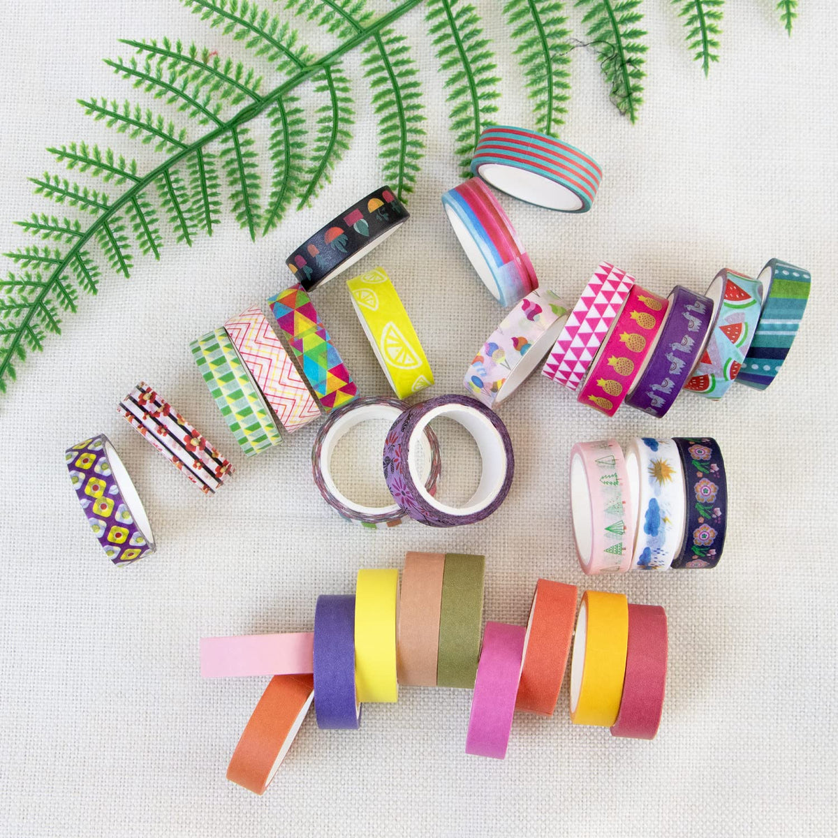 MPOPUUL Ninico 30 Rolls Washi Tape Set - 10mm Wide, Colorful Flower Style Design, Decorative