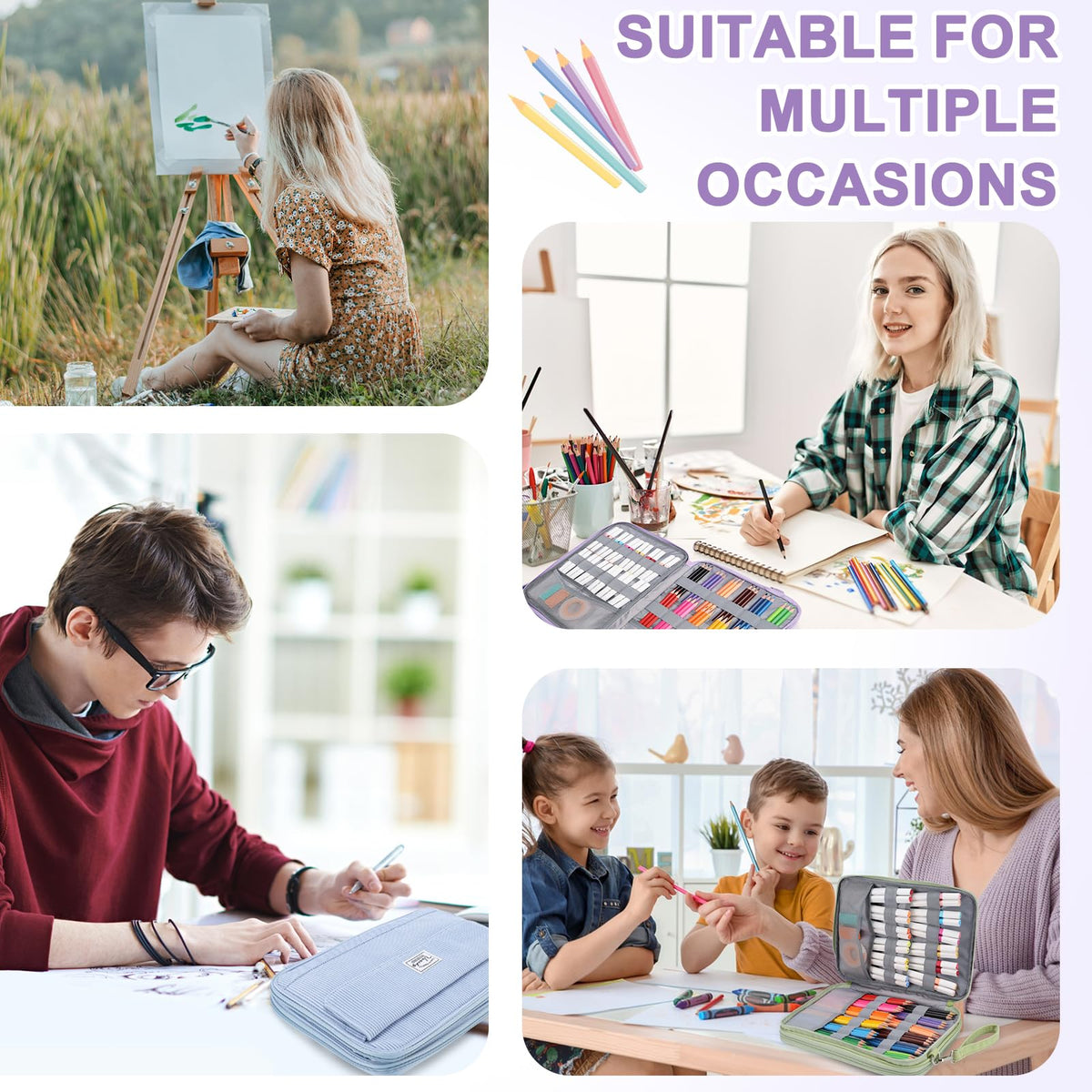 VASCHY Colored Pencil Case, Corduroy Large Pencil Pouch for Art Pens Markers Gel Pens Big Holder