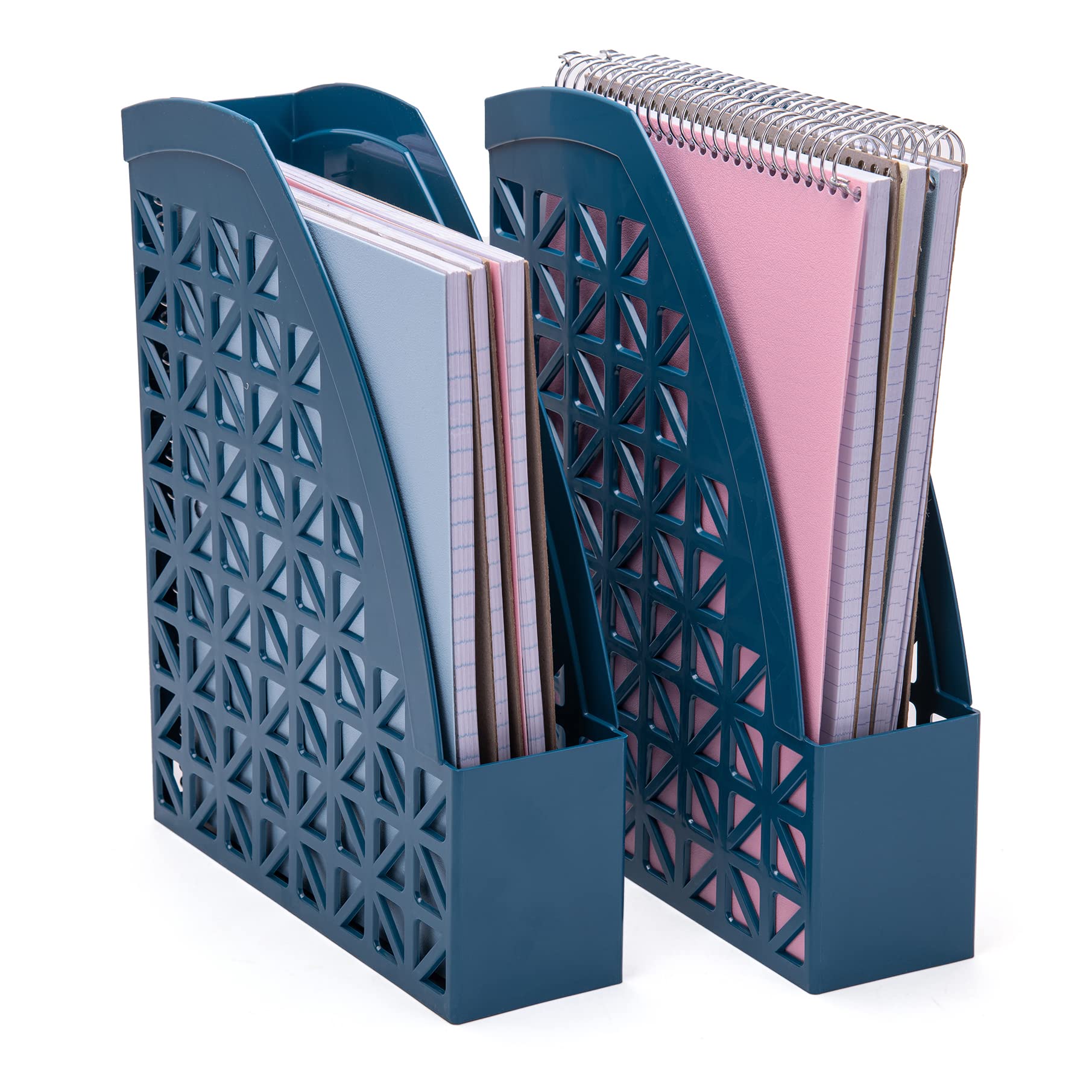 Mintra Office Plastic Desk Organizer 2pk Magazine File (Deep Lake Blue)