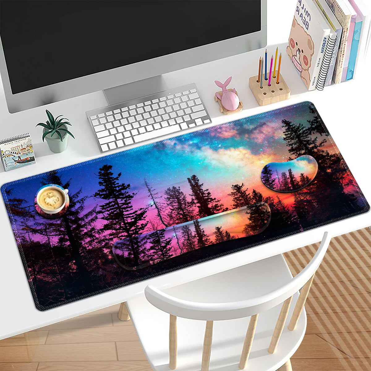 Lauspuck Keyboard Mouse Pad Set, Extended Gaming Mouse Pad +Keyboard Wrist Support +Mouse Wrist