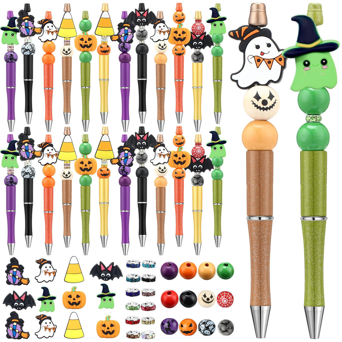Ctosree 36 Sets Halloween Beadable Pens Beads Black Ink, Ghost