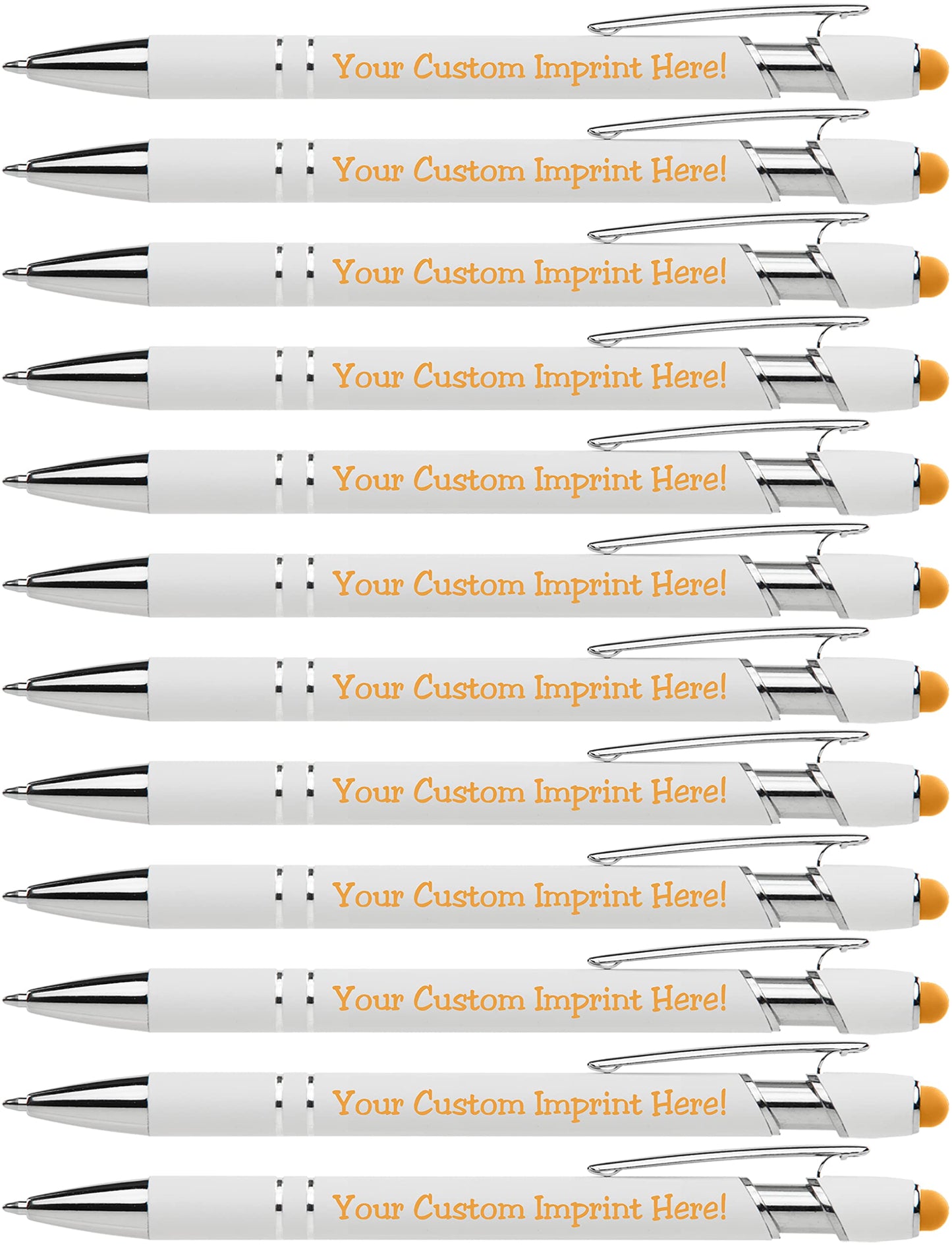 ExpressDesigns™ - Premium Custom Pens with Stylus | Beautiful White | Personalized Soft-Touch Metal