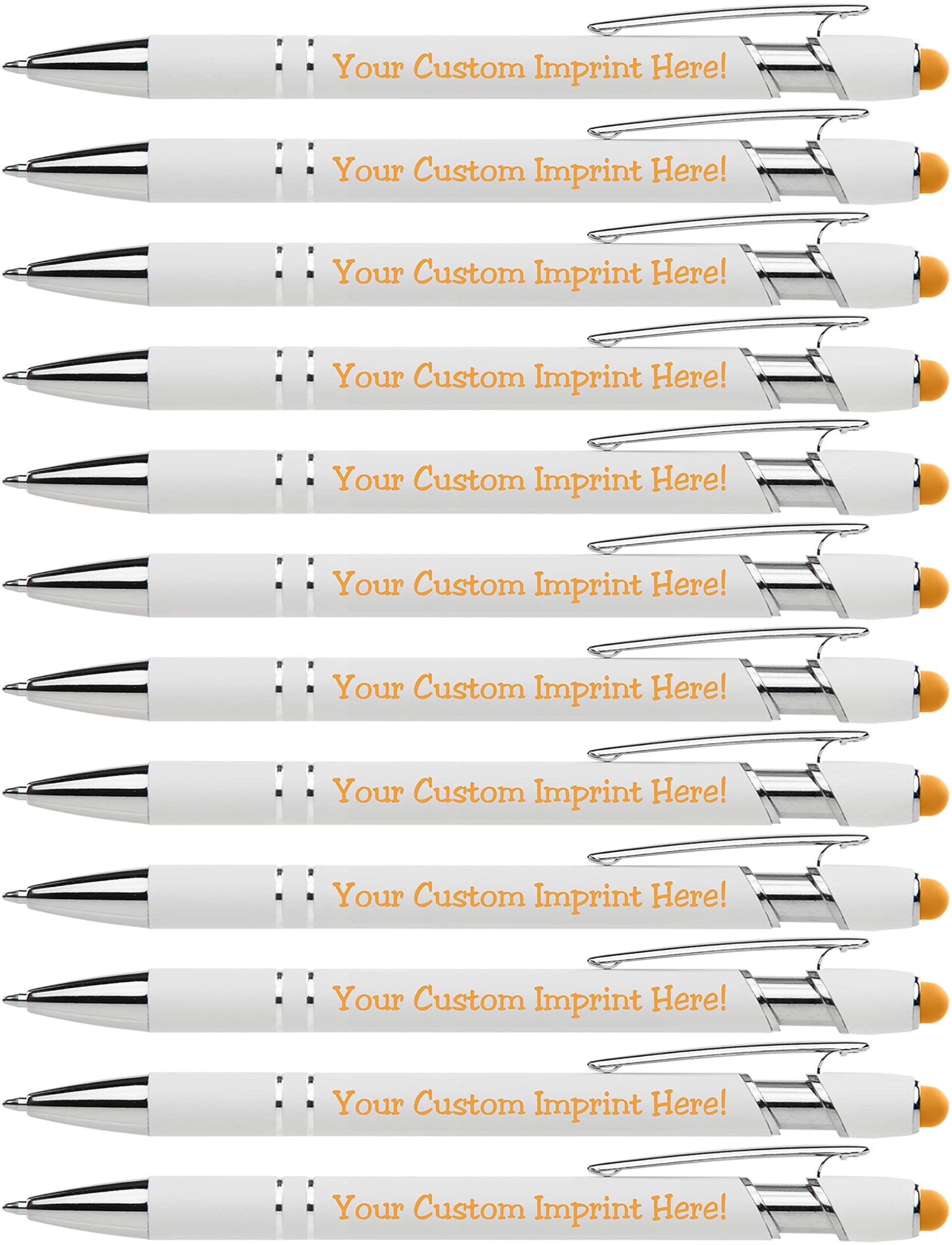 ExpressDesigns™ - Premium Custom Pens with Stylus | Beautiful White | Personalized Soft-Touch Metal
