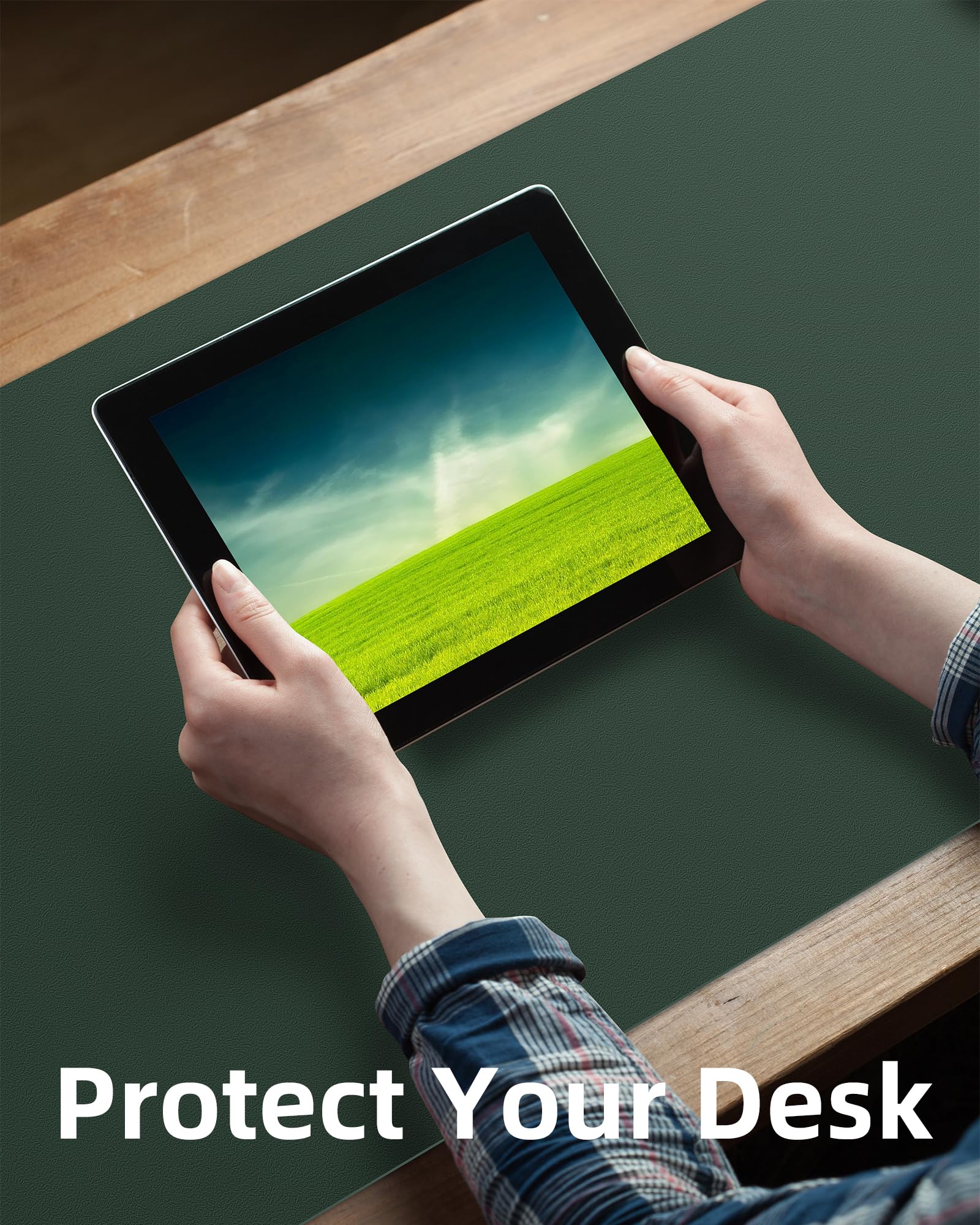 Leather Desk Pad Protector,Mouse Pad,Office Desk Mat, Non-Slip PU Leather Desk Blotter,Large Desk