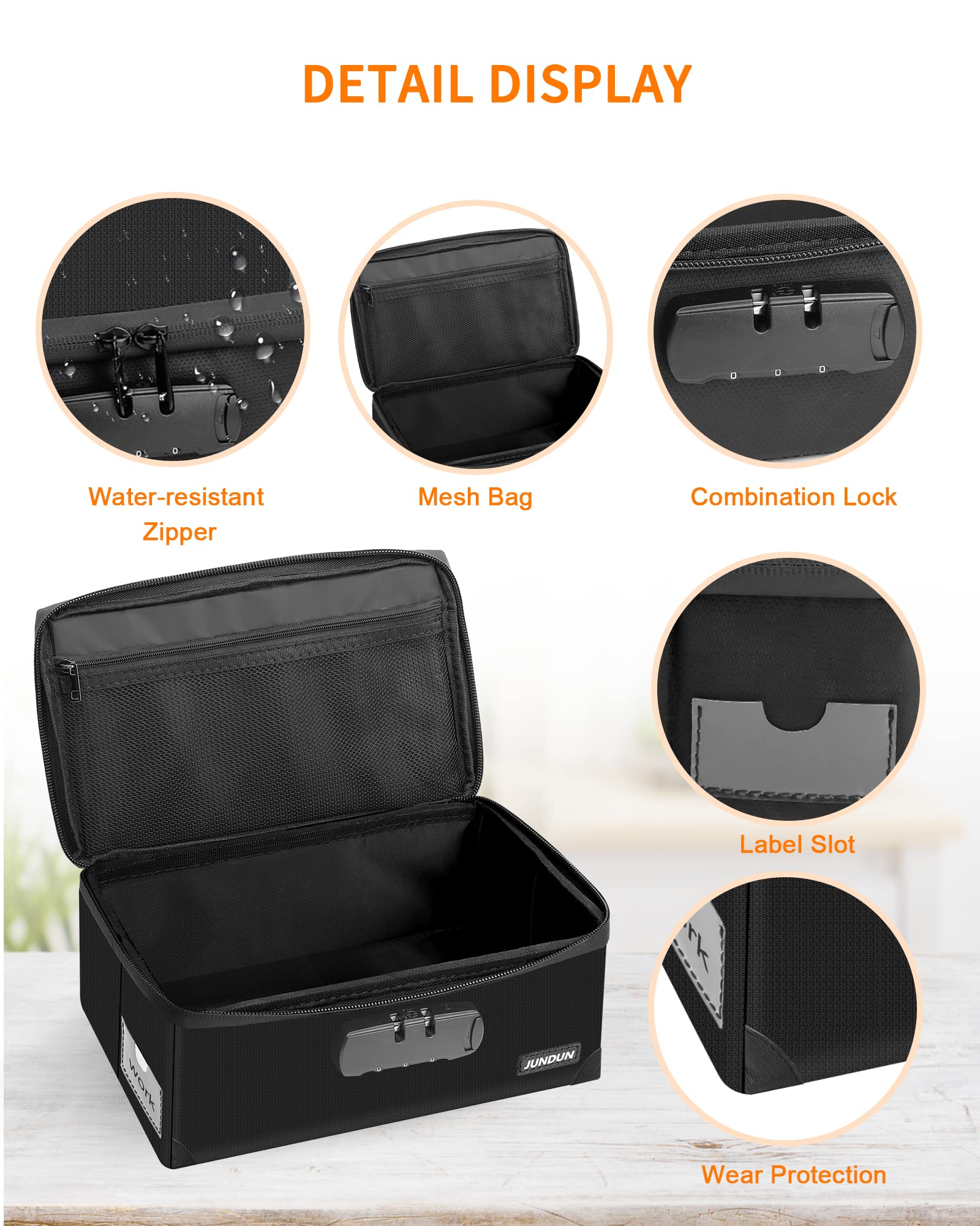 JUNDUN Fireproof Index Card Holder with Lock