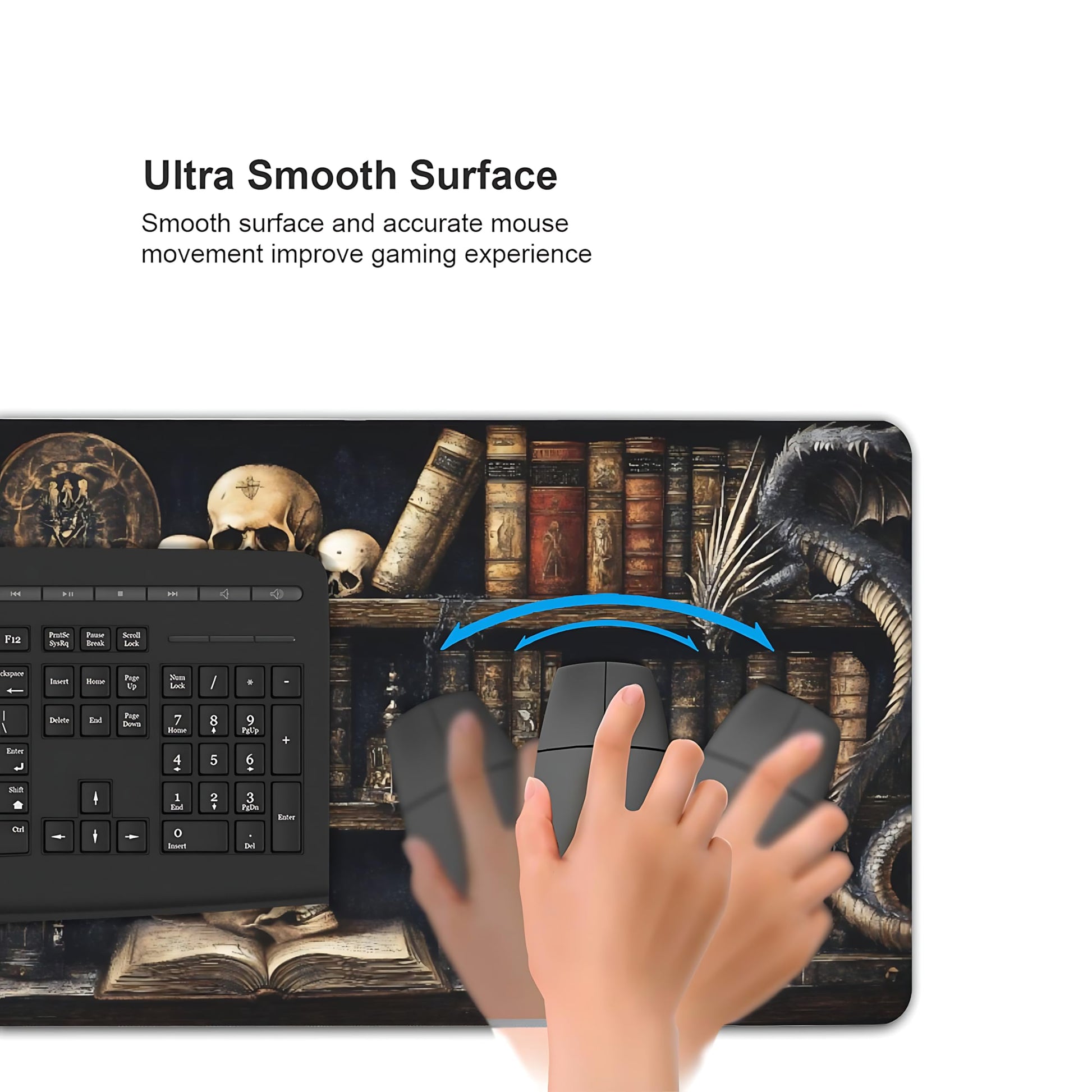 Aesthetic Dragon Gaming Mouse Pad, Earth Tone Gothic Desk Mat with Anti-Slip Base & Stitched Edges