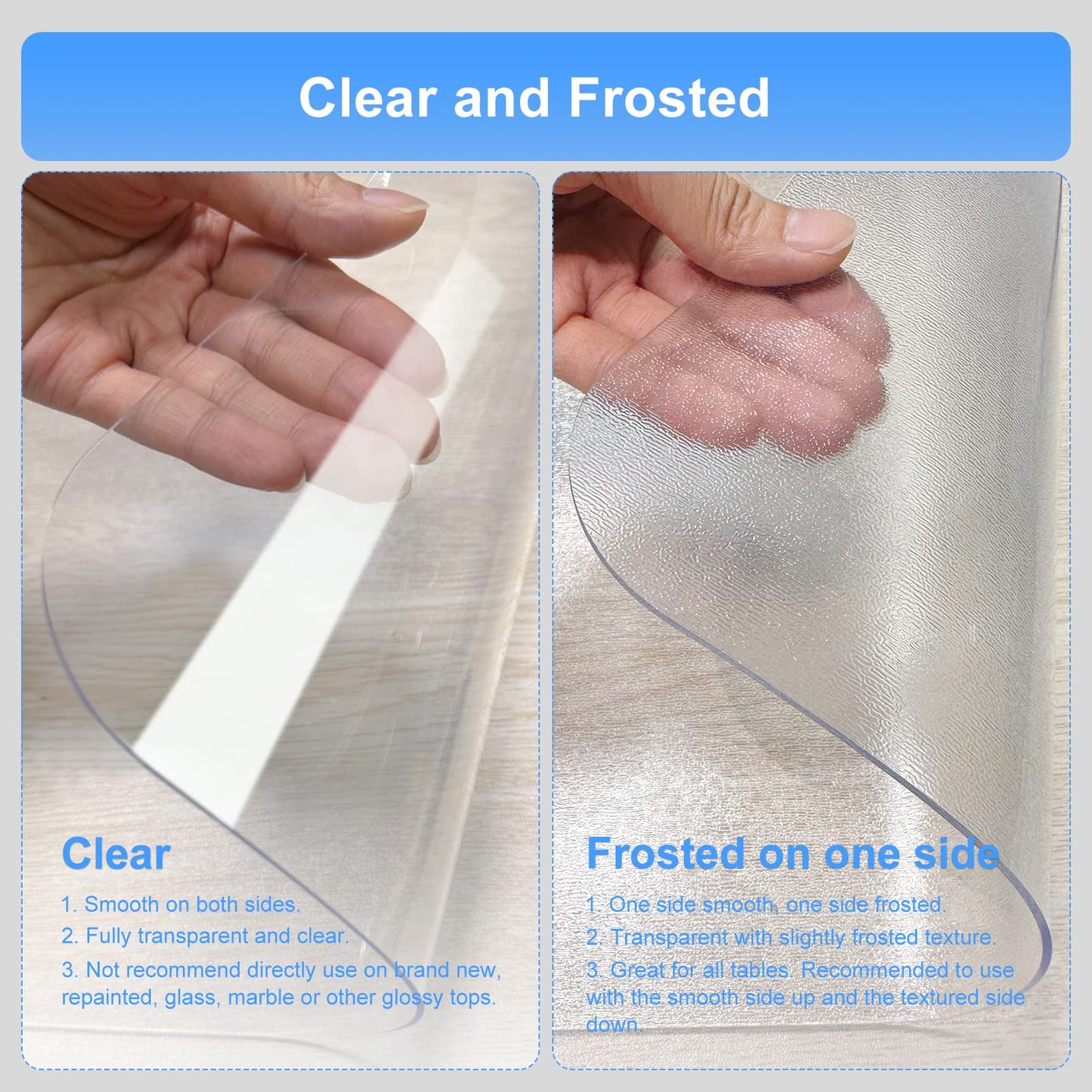 NATRKE Clear Desk Mat Pad, 27.6"x15.7" Large Transparent Computer Desk Mat Plastic Desktop