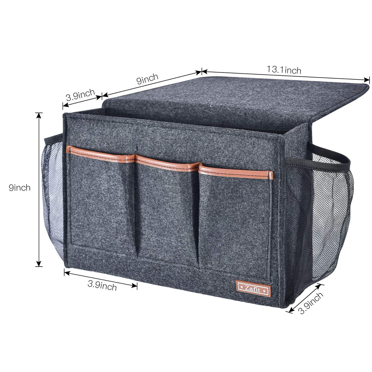Zafit Bedside Caddy, Large Size Storage Organizer with 8 Pockets - Holds Magazines, Remotes, Phone