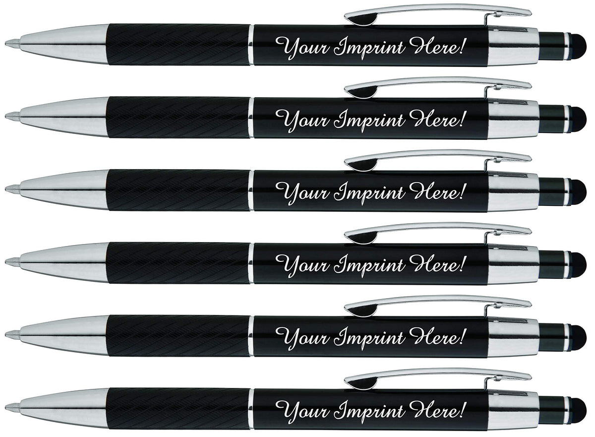 Customized Pens with Stylus - The Prestige Metal Pen - Custom Printed Name Pens with Black Ink