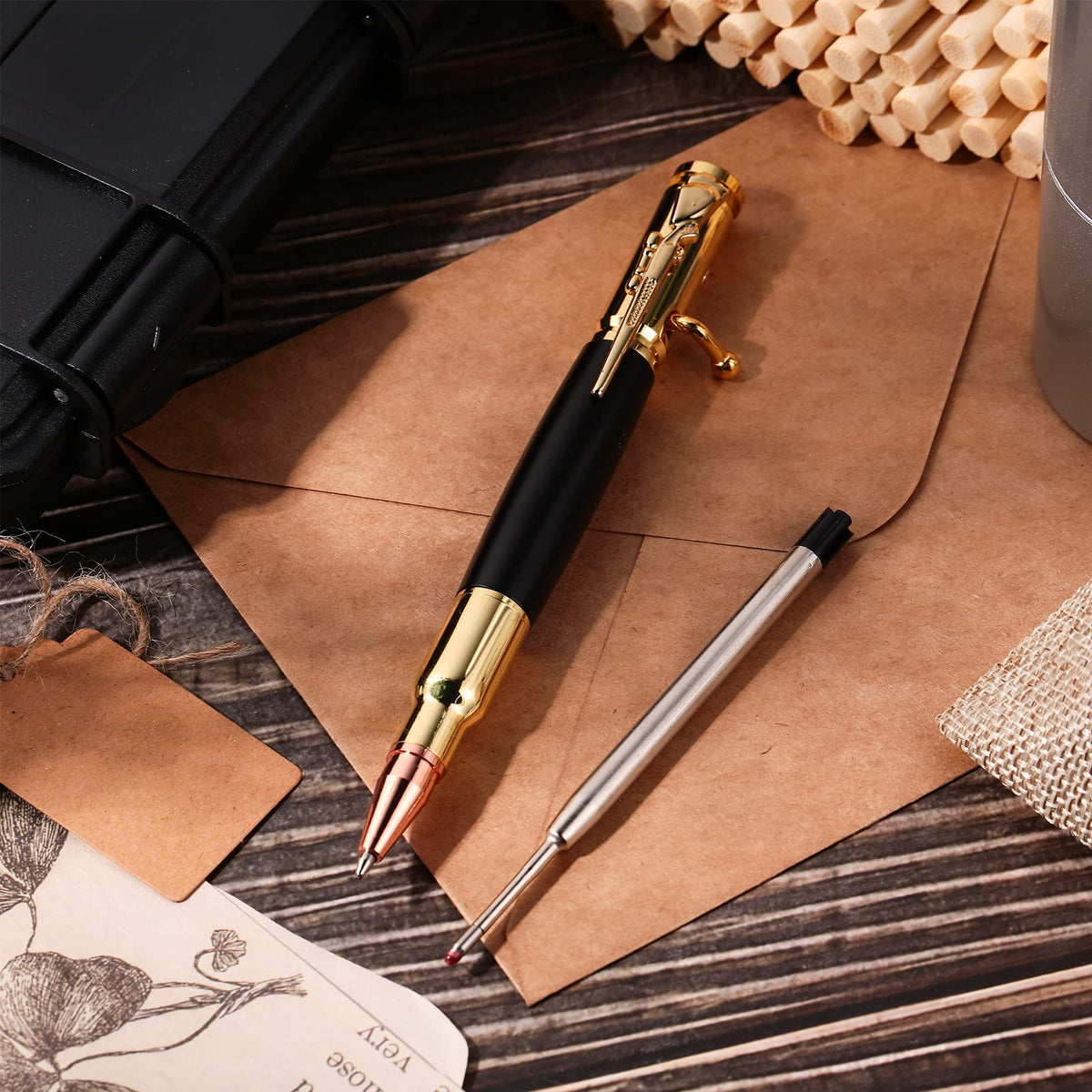 Crtiin Bolt Action Pen Bullet Pen with Gift Box Ballpoint Solid for Gun Lover with Black Ink