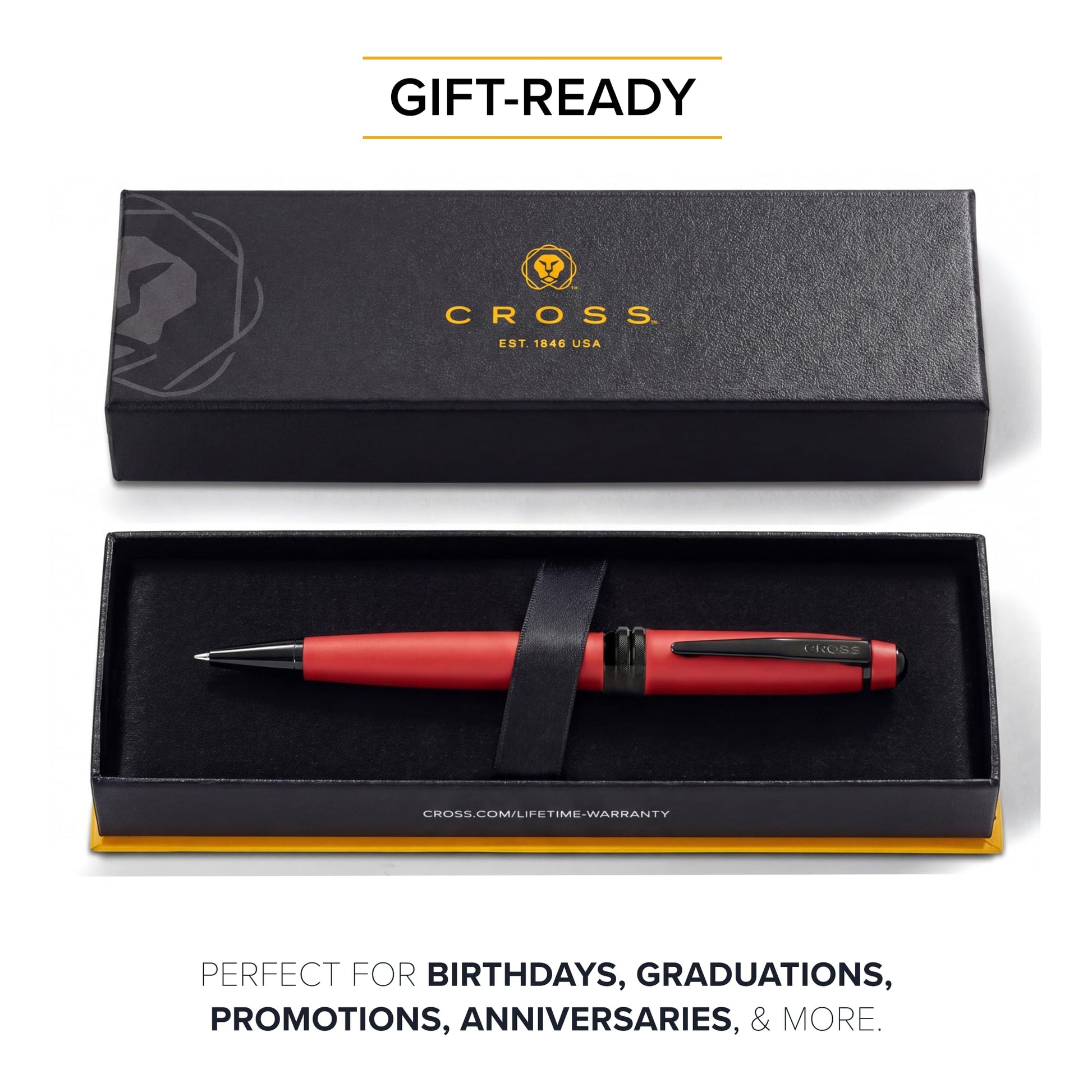Cross Bailey Matte Red Lacquer Ballpoint Pen, Medium Point, Black Ink