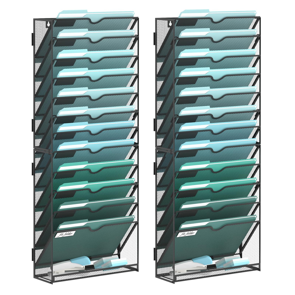 SUPEASY 13-Tier Wall File Organizer, Wall Mounted Mail Sorter, 2 Pack
