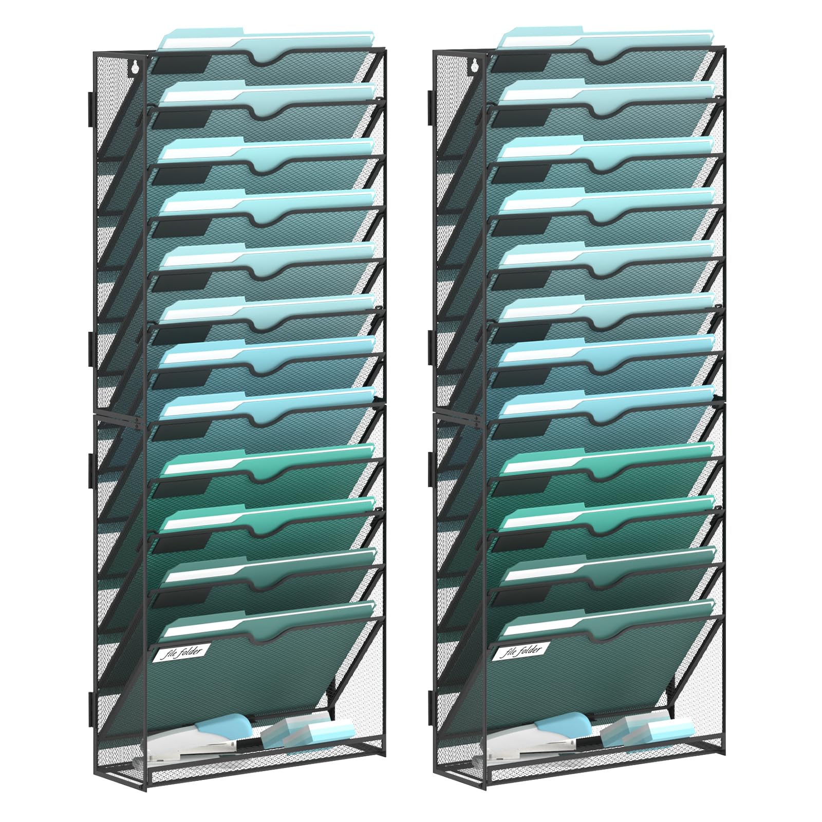 SUPEASY 13-Tier Wall File Organizer, Wall Mounted Mail Sorter, 2 Pack